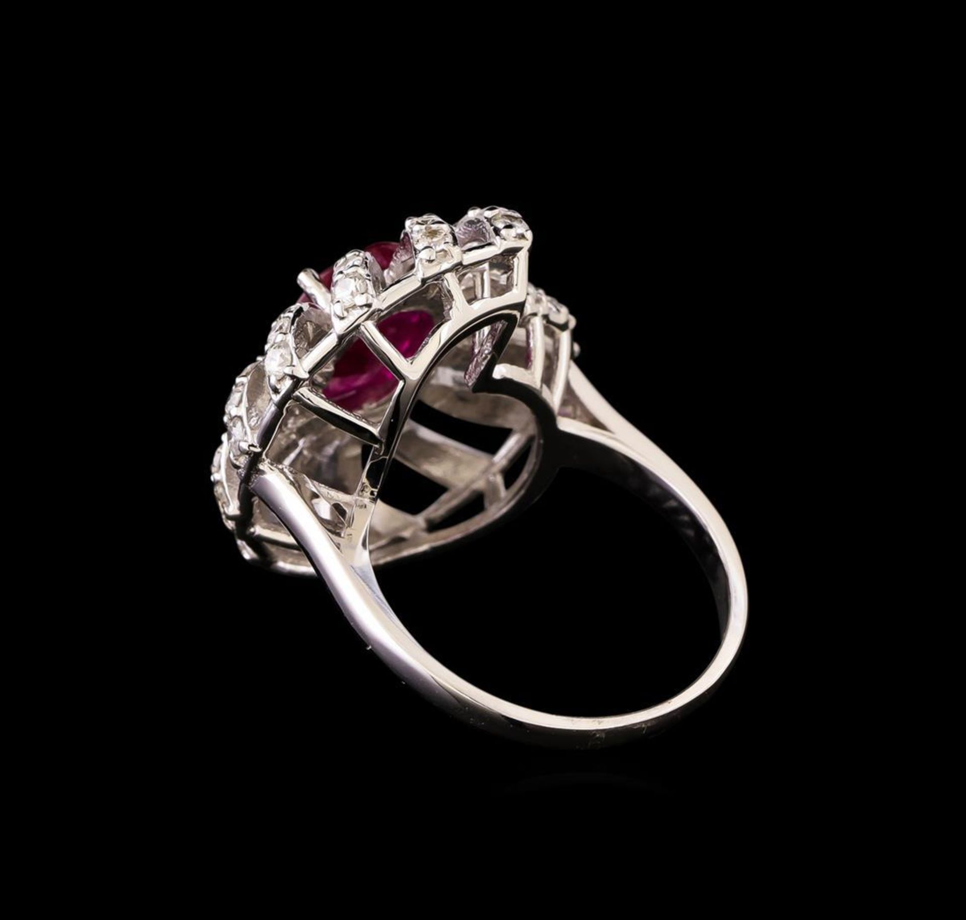 GIA Cert 2.99 ctw Ruby and Diamond Ring - 14KT White Gold - Image 3 of 7