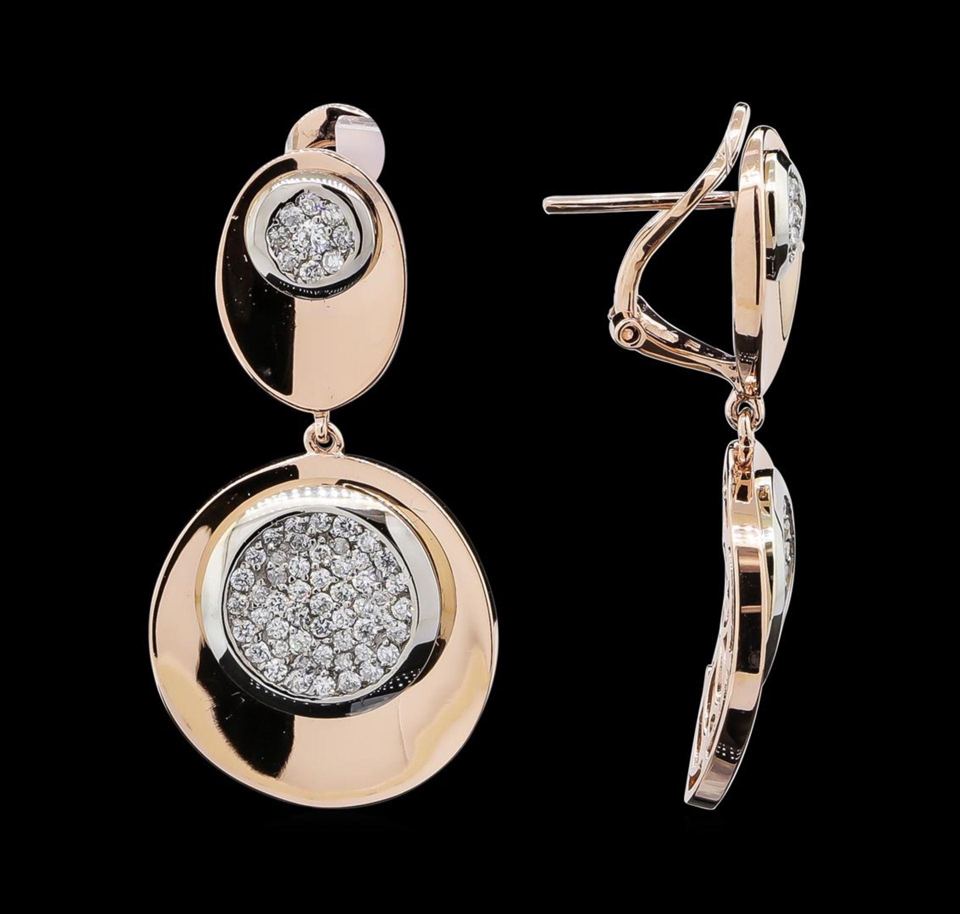 1.14 ctw Diamond Earrings - 14KT Rose and White Gold - Image 2 of 3