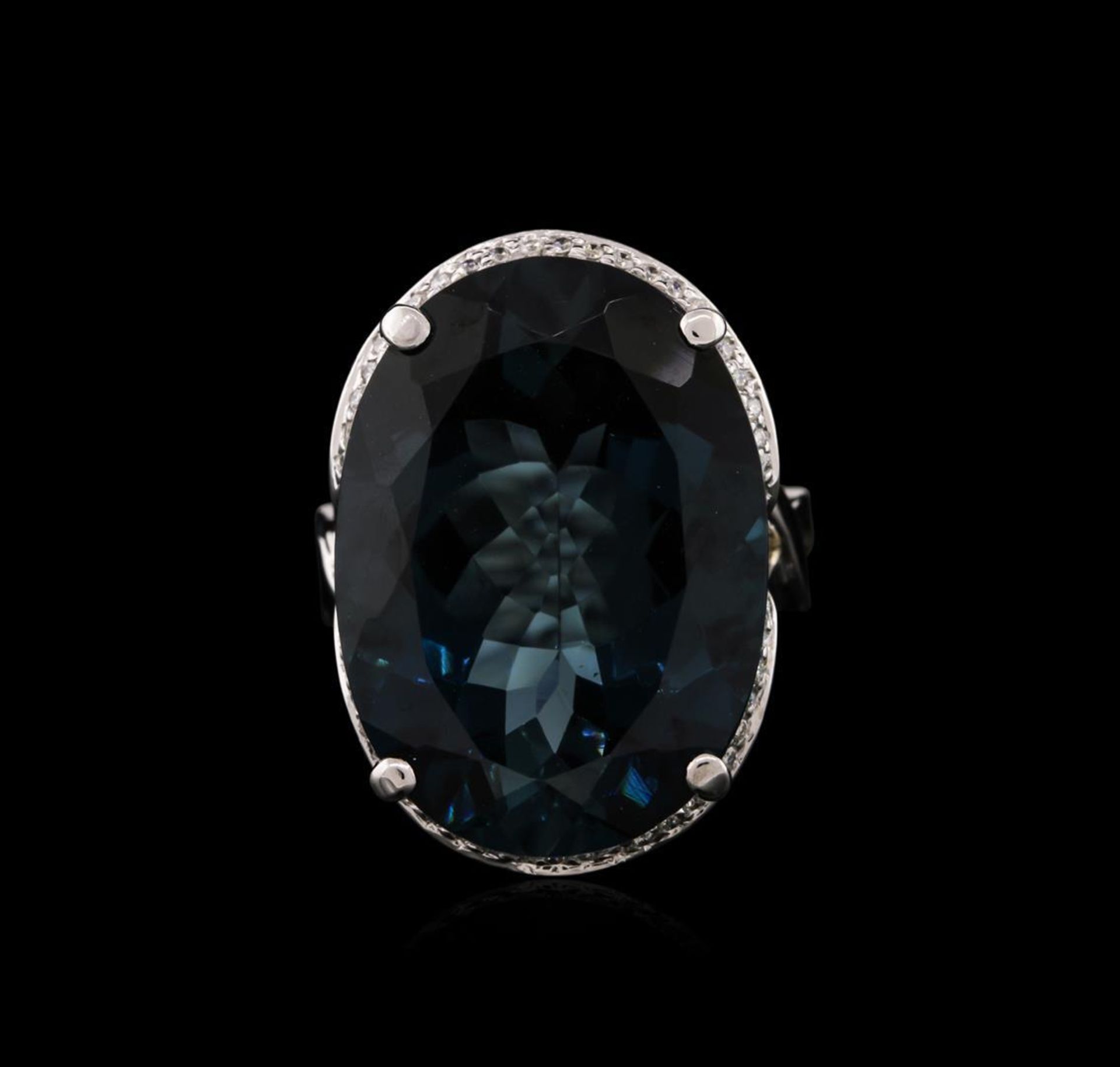 14KT White Gold 34.24 ctw Blue Topaz and Diamond Ring - Image 2 of 3