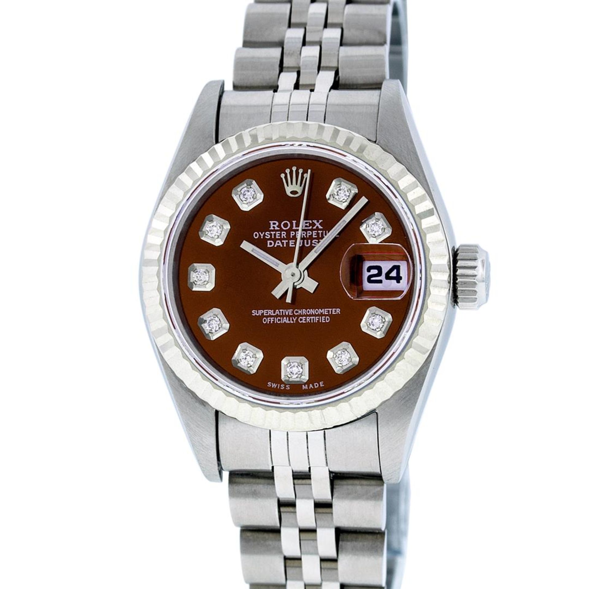 Rolex Ladies Stainless Steel Brown Diamond Quickset Datejust Wristwatch - Image 2 of 4