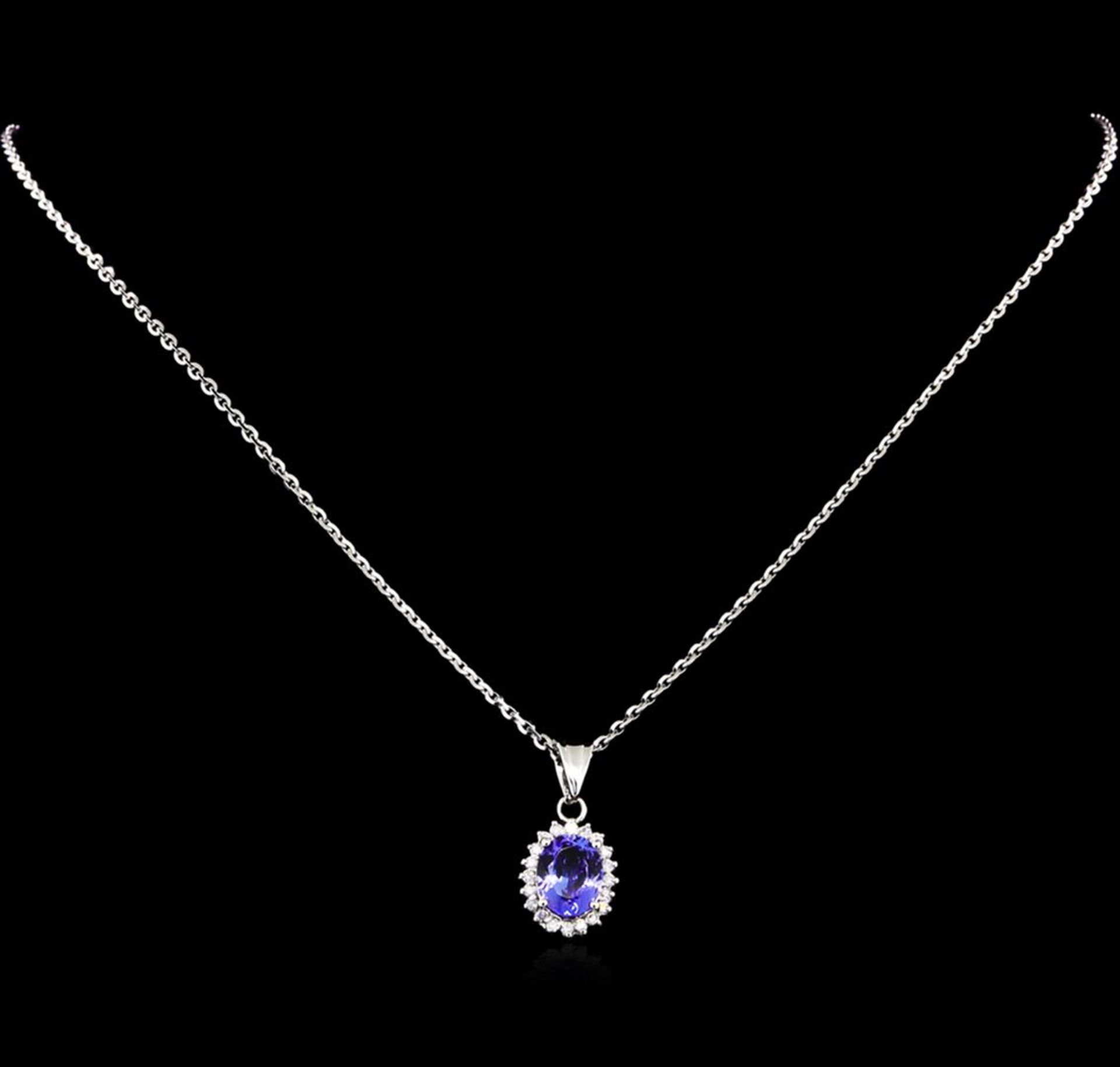 1.98 ctw Tanzanite and Diamond Pendant - 14KT White Gold - Image 2 of 2