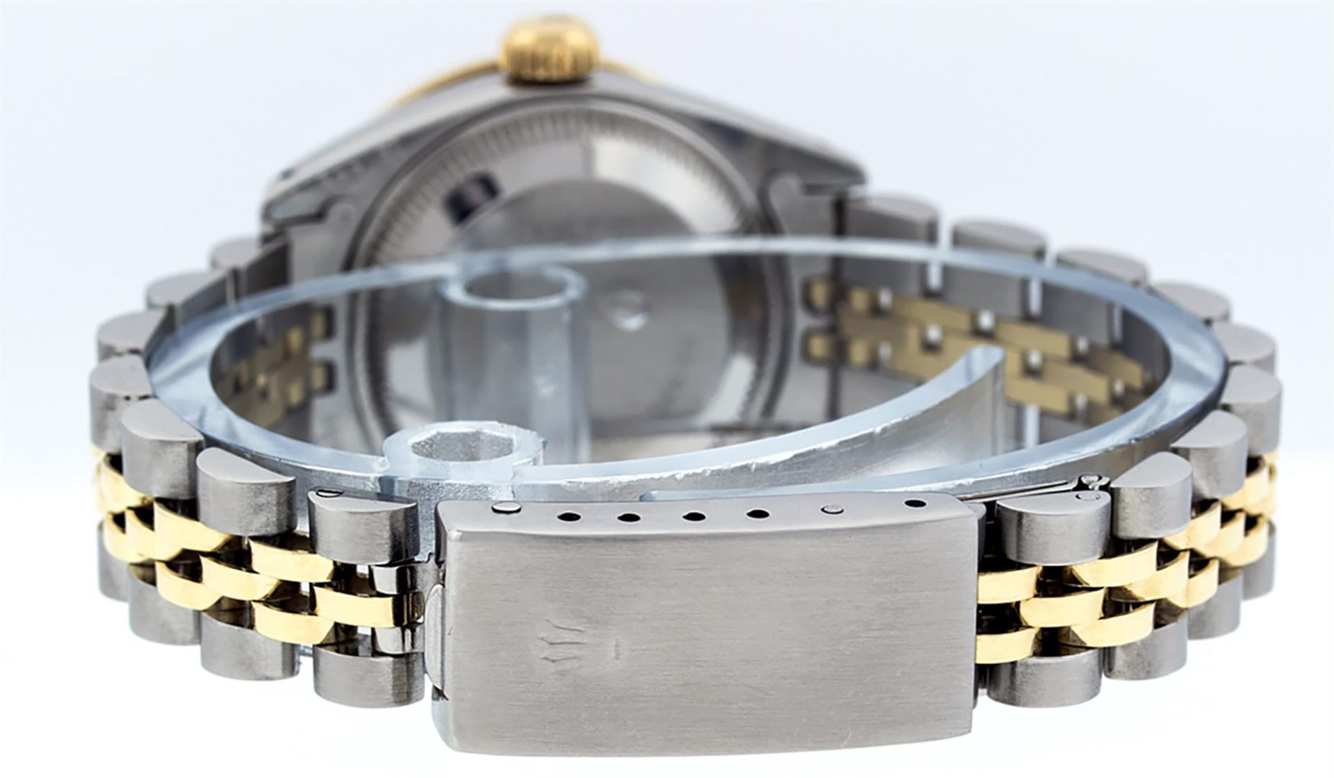 Rolex Ladies 2 Tone Mother Of Pearl String Diamond Lugs & Sapphire Datejust Wris - Image 5 of 6