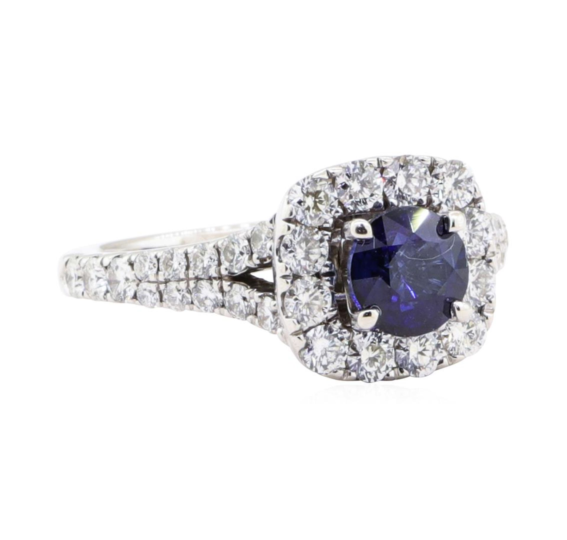 2.20 ctw Sapphire And Diamond Ring - 14KT White Gold