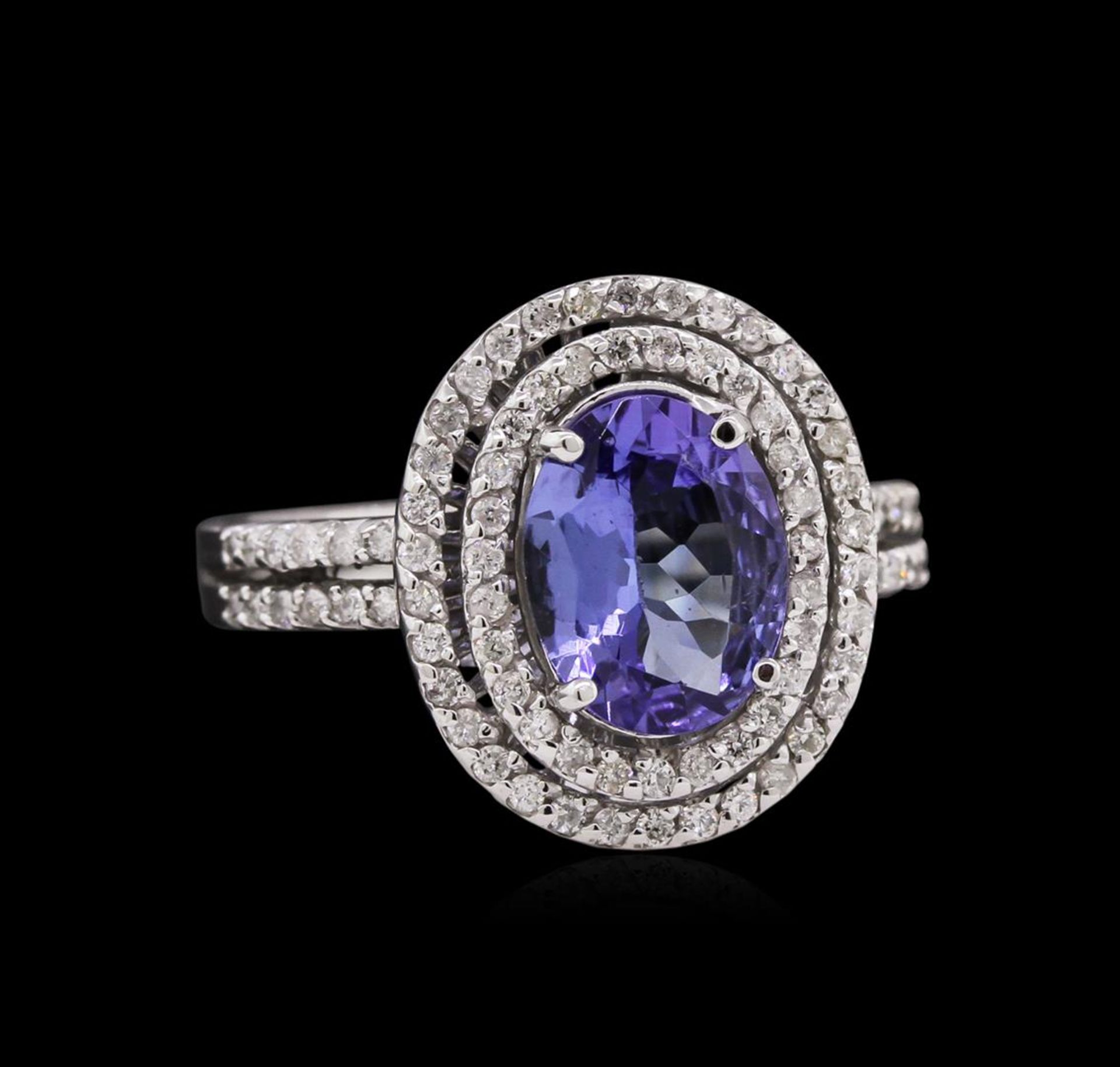 1.48 ctw Tanzanite and Diamond Ring - 14KT White Gold