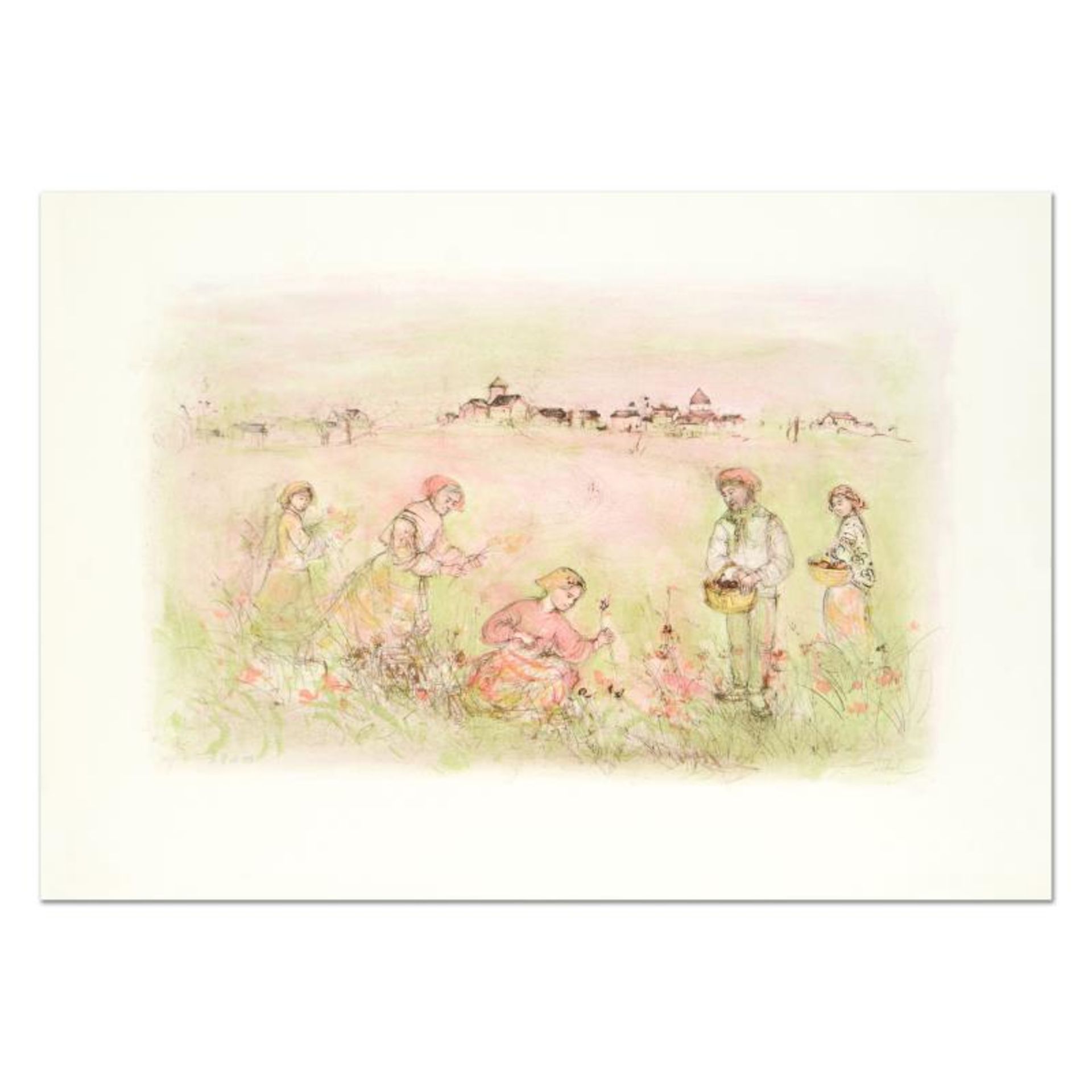 Edna Hibel (1917-2014), "Tuscan Fields" Limited Edition Lithograph on Rice Paper