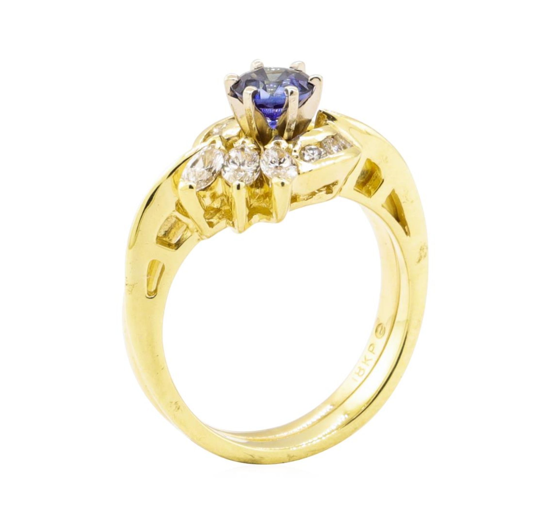 0.92 ctw Blue Sapphire and Diamond Ring - 18KT Yellow Gold - Image 4 of 4