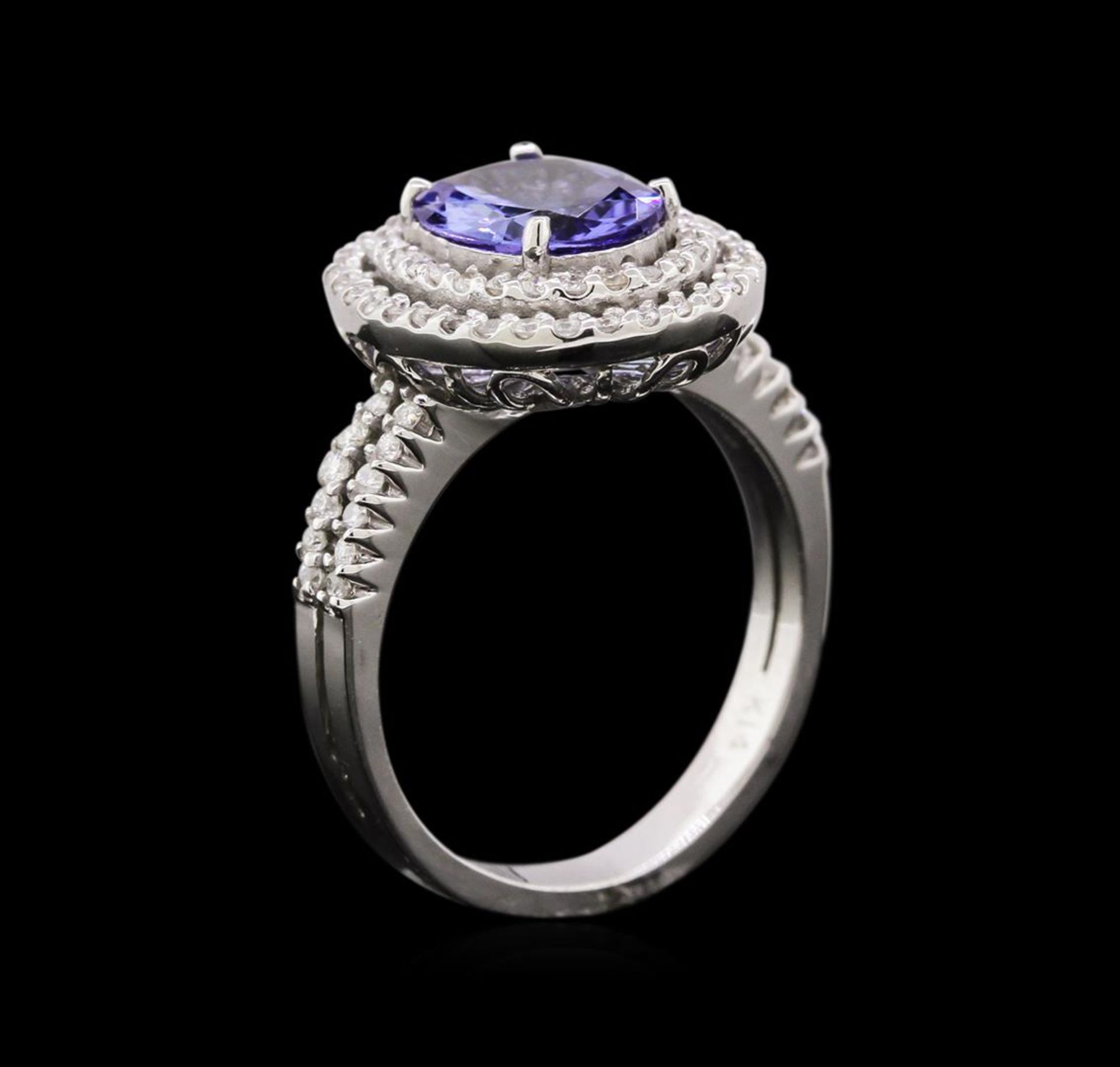 1.48 ctw Tanzanite and Diamond Ring - 14KT White Gold - Image 3 of 3