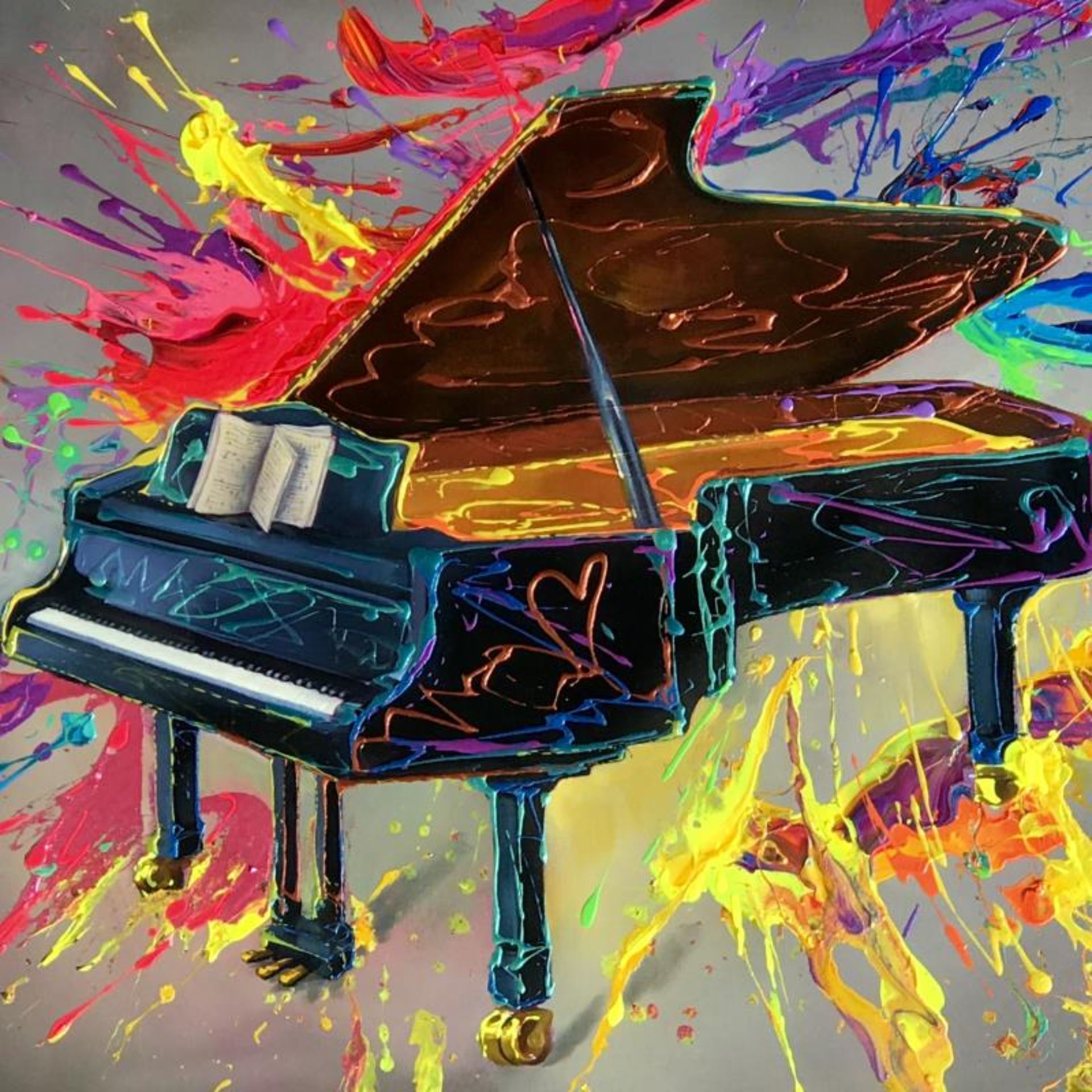 Jim Warren, "Very Grand Piano" Hand Signed, Artist Embellished AP Limited Editio - Image 2 of 2