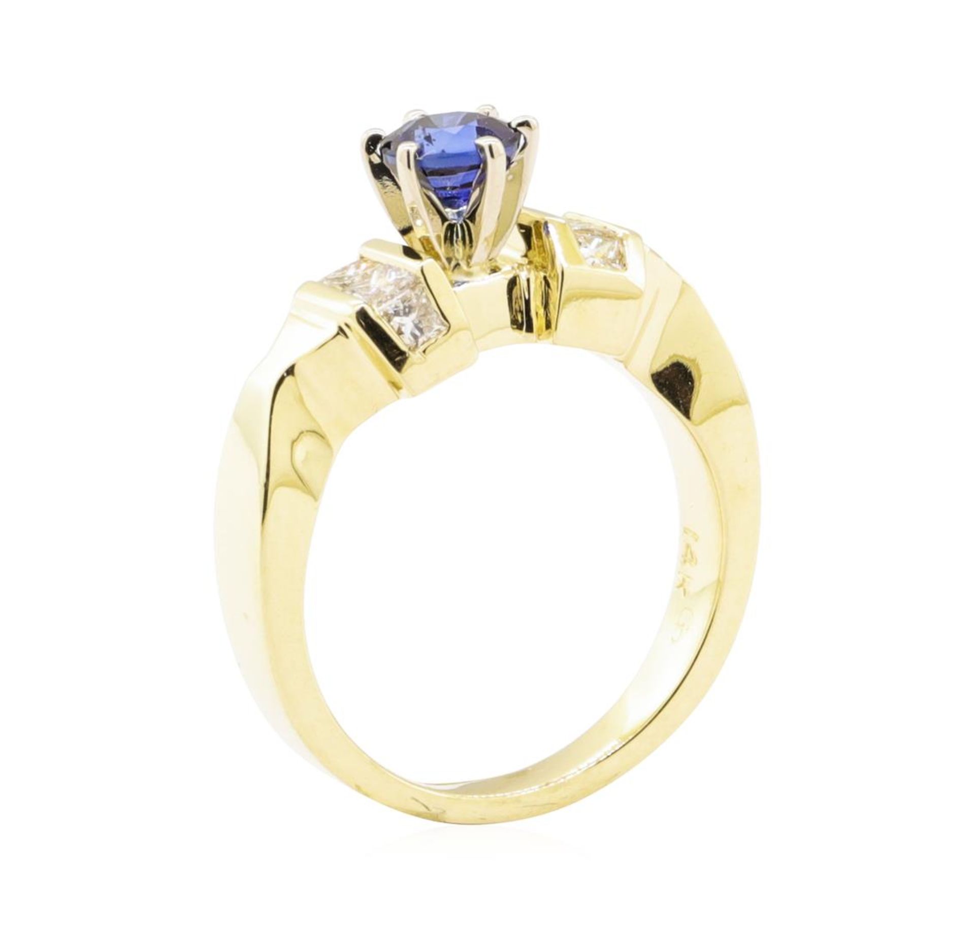 1.18 ctw Blue Sapphire and Diamond Ring - 14KT Yellow Gold - Image 4 of 4
