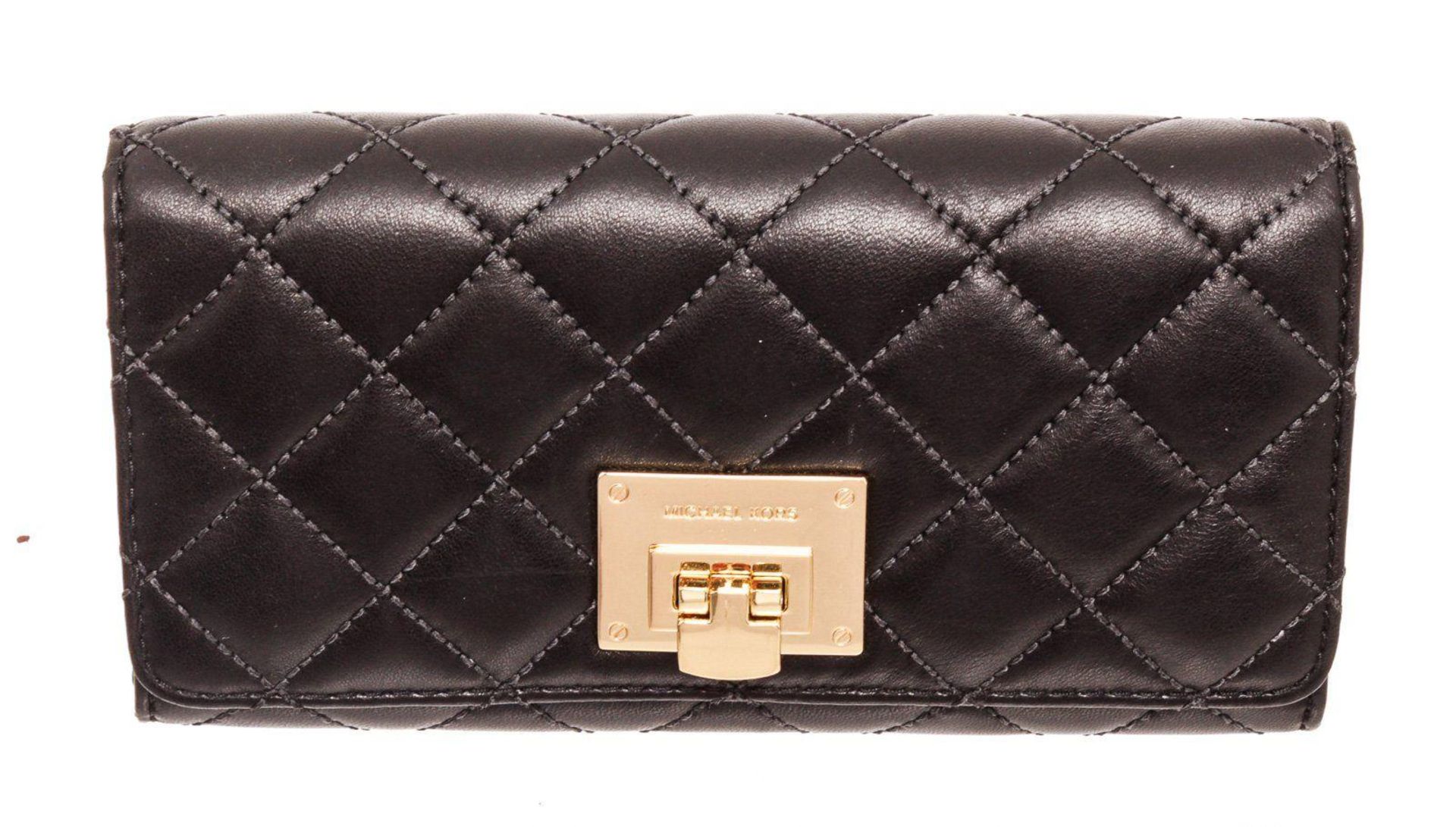 Michael Kors Black Astrid Leather Flap Lock Wallet