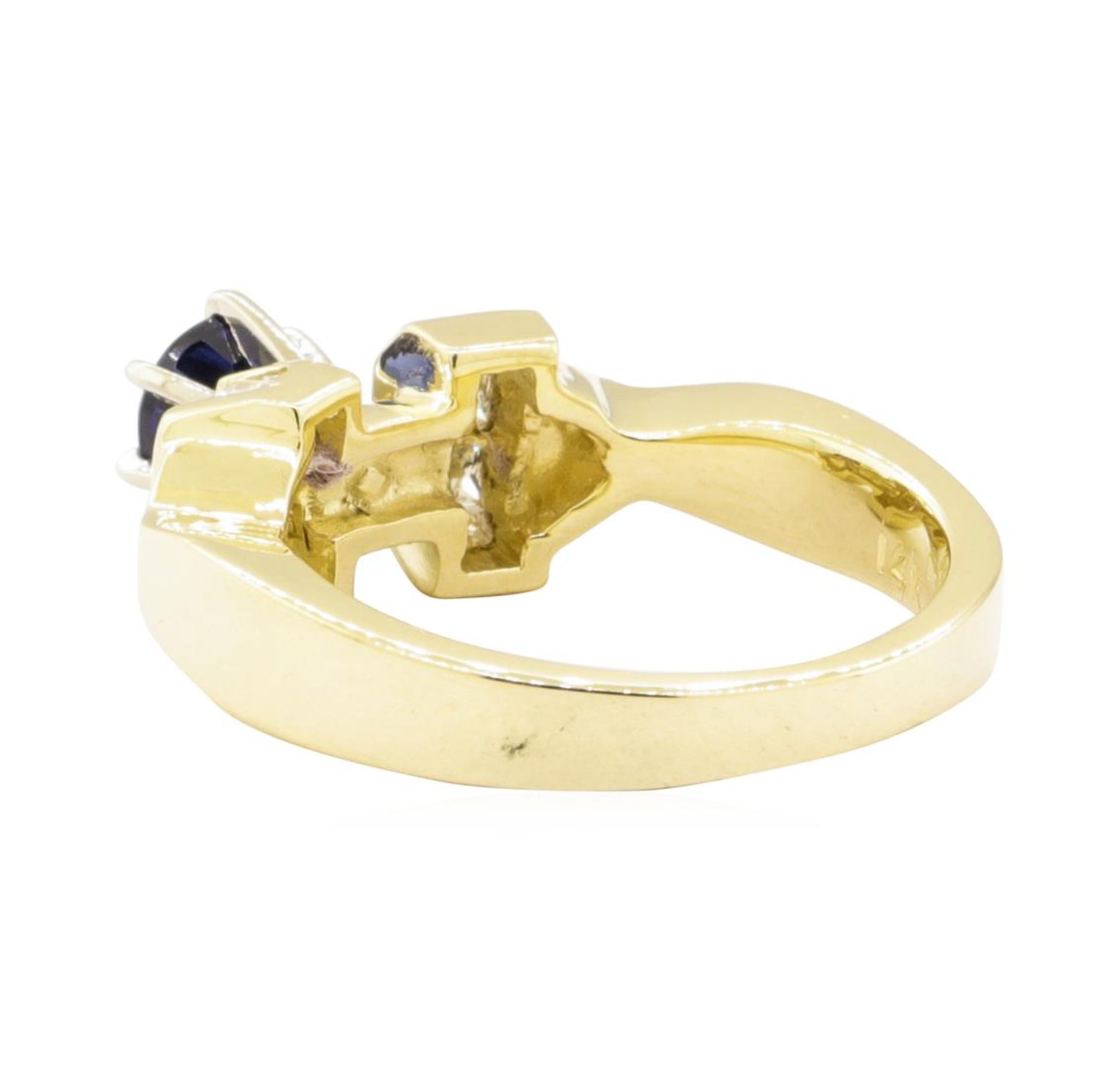 1.18 ctw Blue Sapphire and Diamond Ring - 14KT Yellow Gold - Image 3 of 4