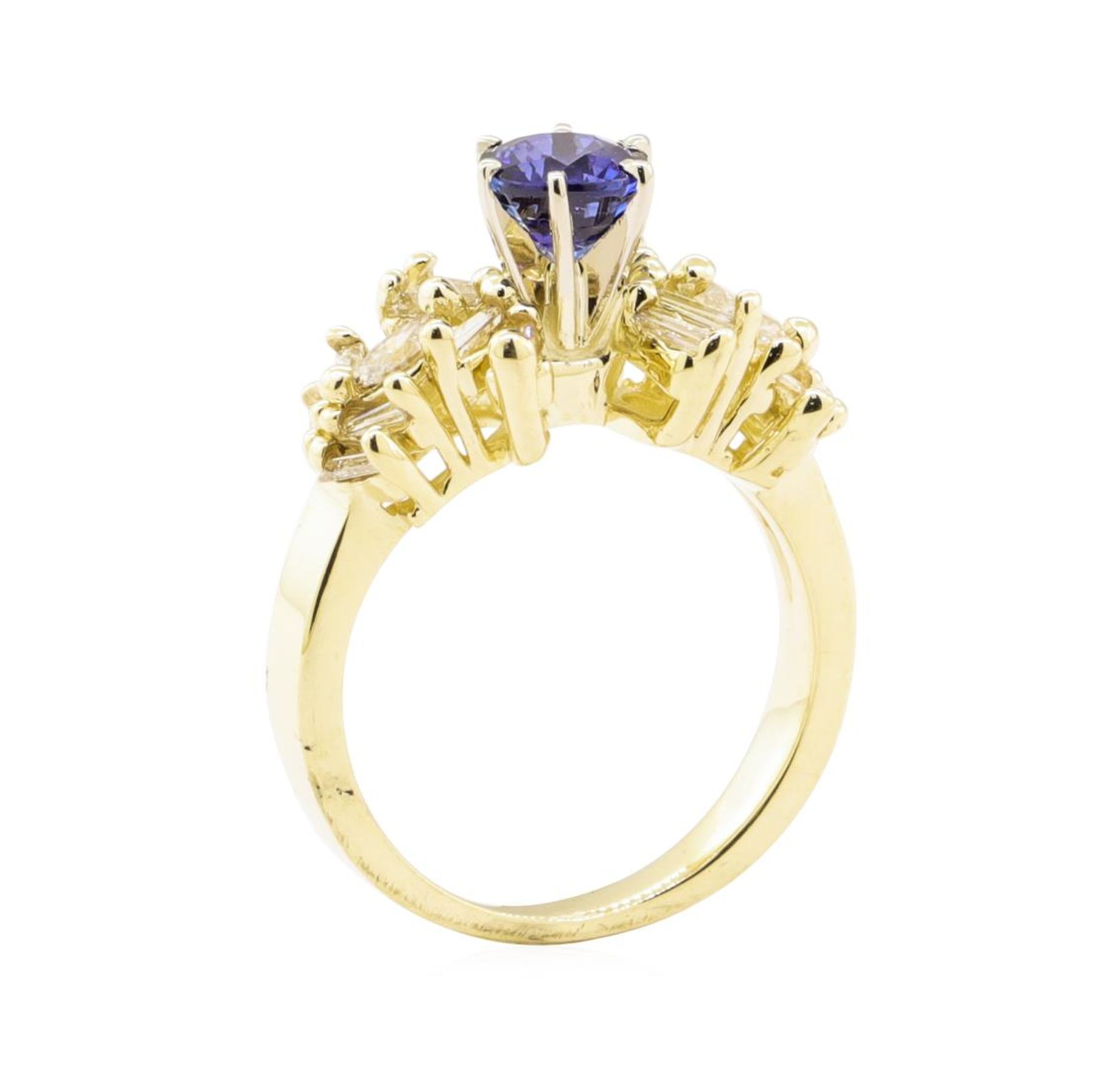 1.60 ctw Blue Sapphire And Diamond Ring - 14KT Yellow Gold - Image 4 of 5