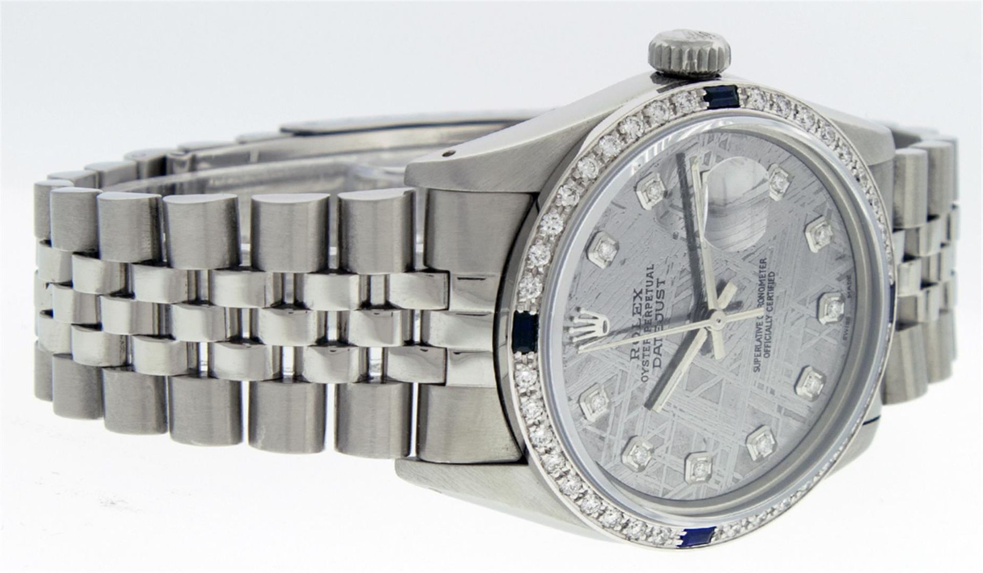 Rolex Mens Stainless Steel Meteorite Diamond And Sapphire Datejust Wristwatch 36 - Image 2 of 9