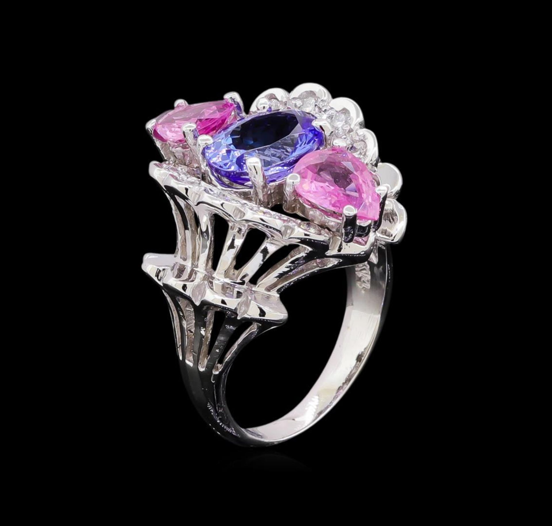 4.36 ctw Multi Gemstone and Diamond Ring - 14KT White Gold - Image 4 of 5