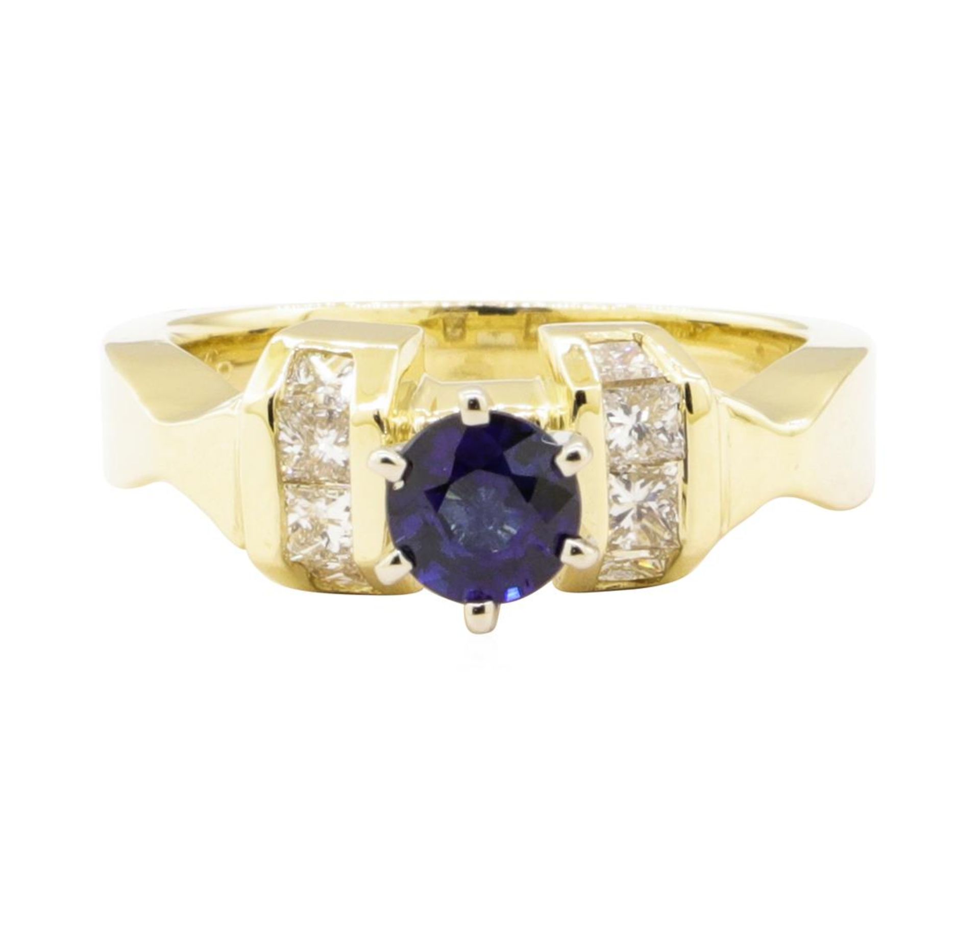 1.18 ctw Blue Sapphire and Diamond Ring - 14KT Yellow Gold - Image 2 of 4