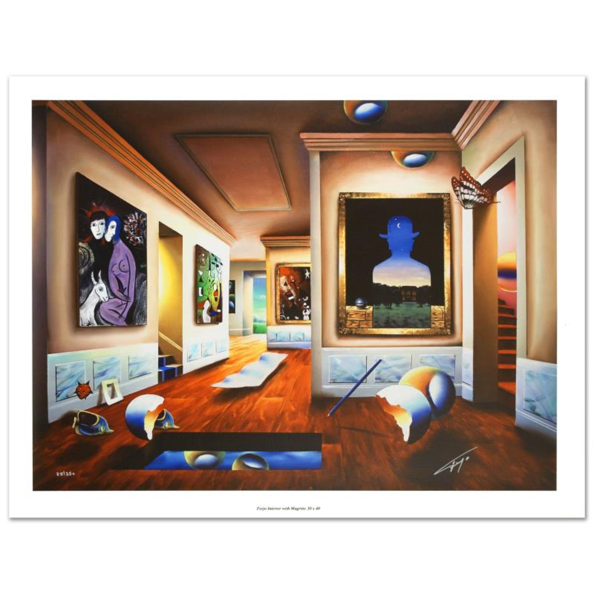 "Interior with Magritte" Limited Edition Giclee on Canvas (40" x 30") by Ferjo,