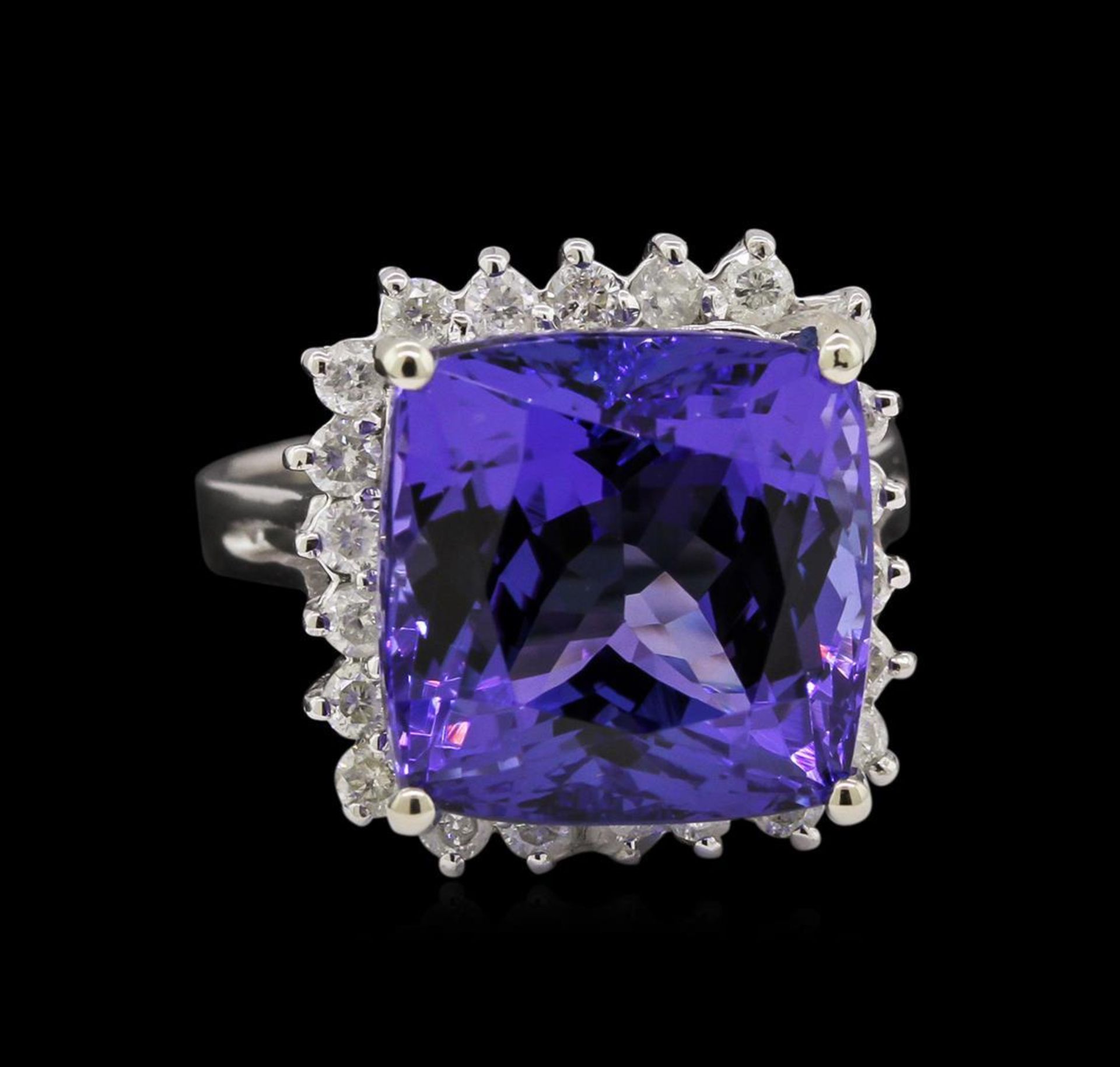 14KT White Gold 12.95 ctw GIA Certified Tanzanite and Diamond Ring