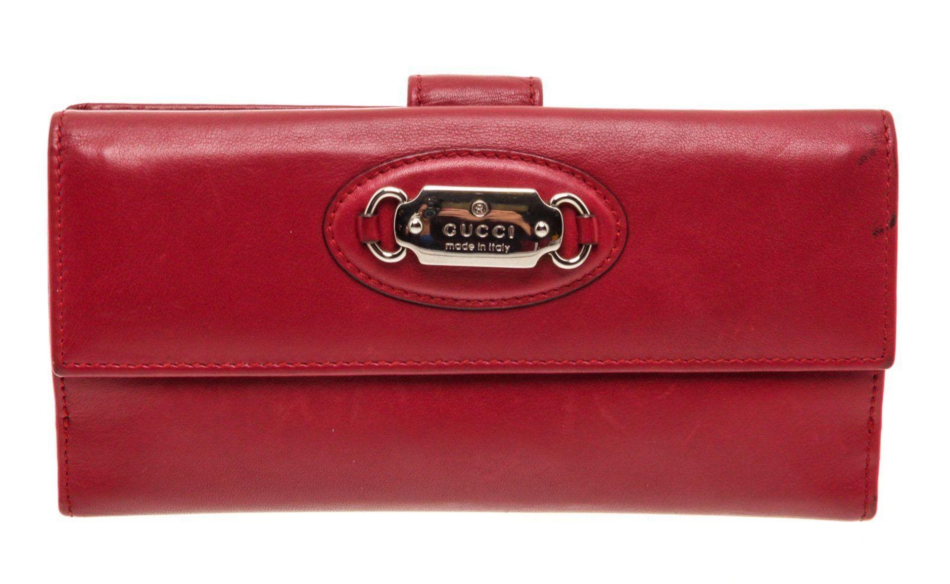 Gucci Red Leather Continental Wallet