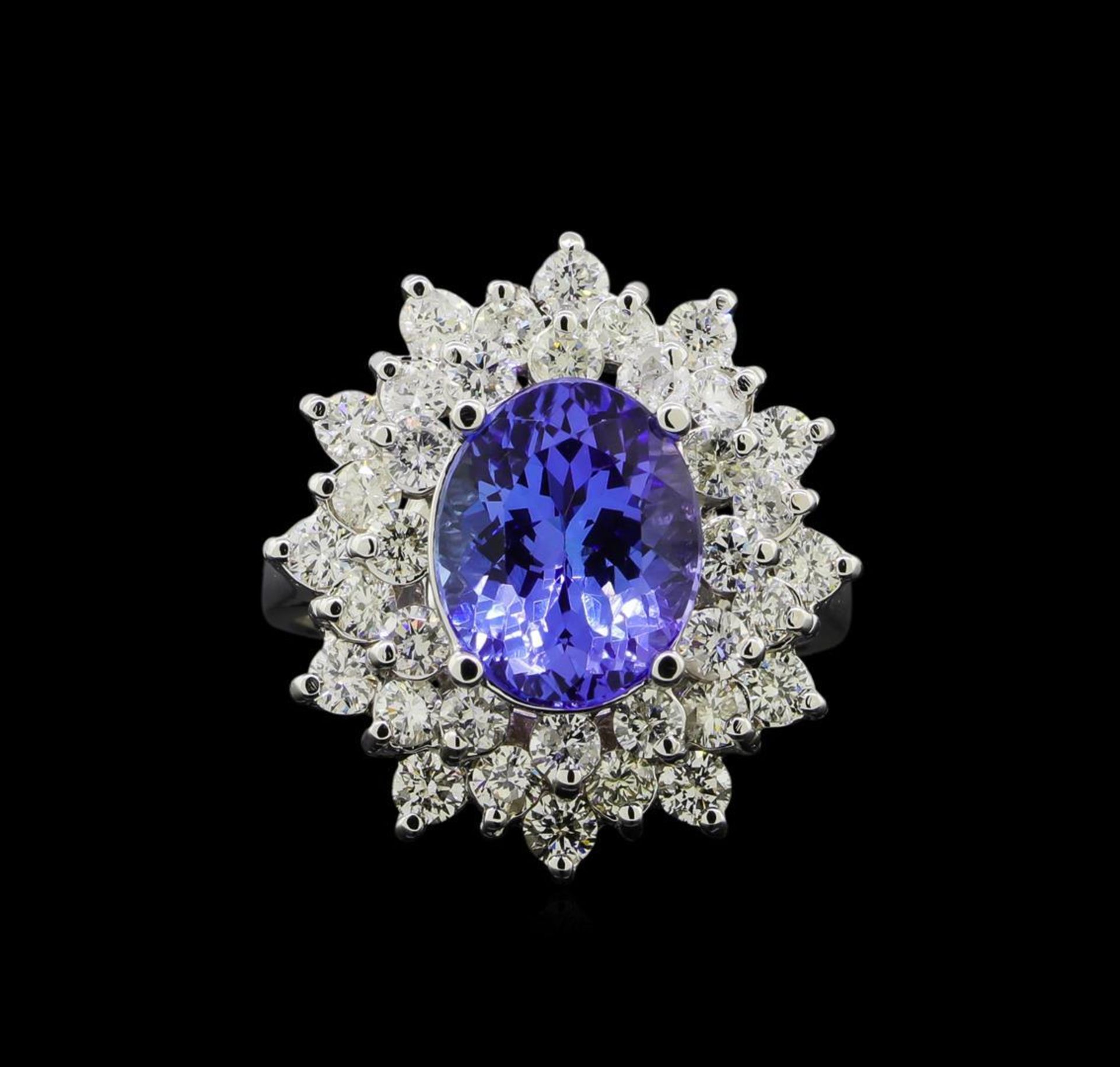 3.90 ctw Tanzanite and Diamond Ring - 14KT White Gold - Image 2 of 5