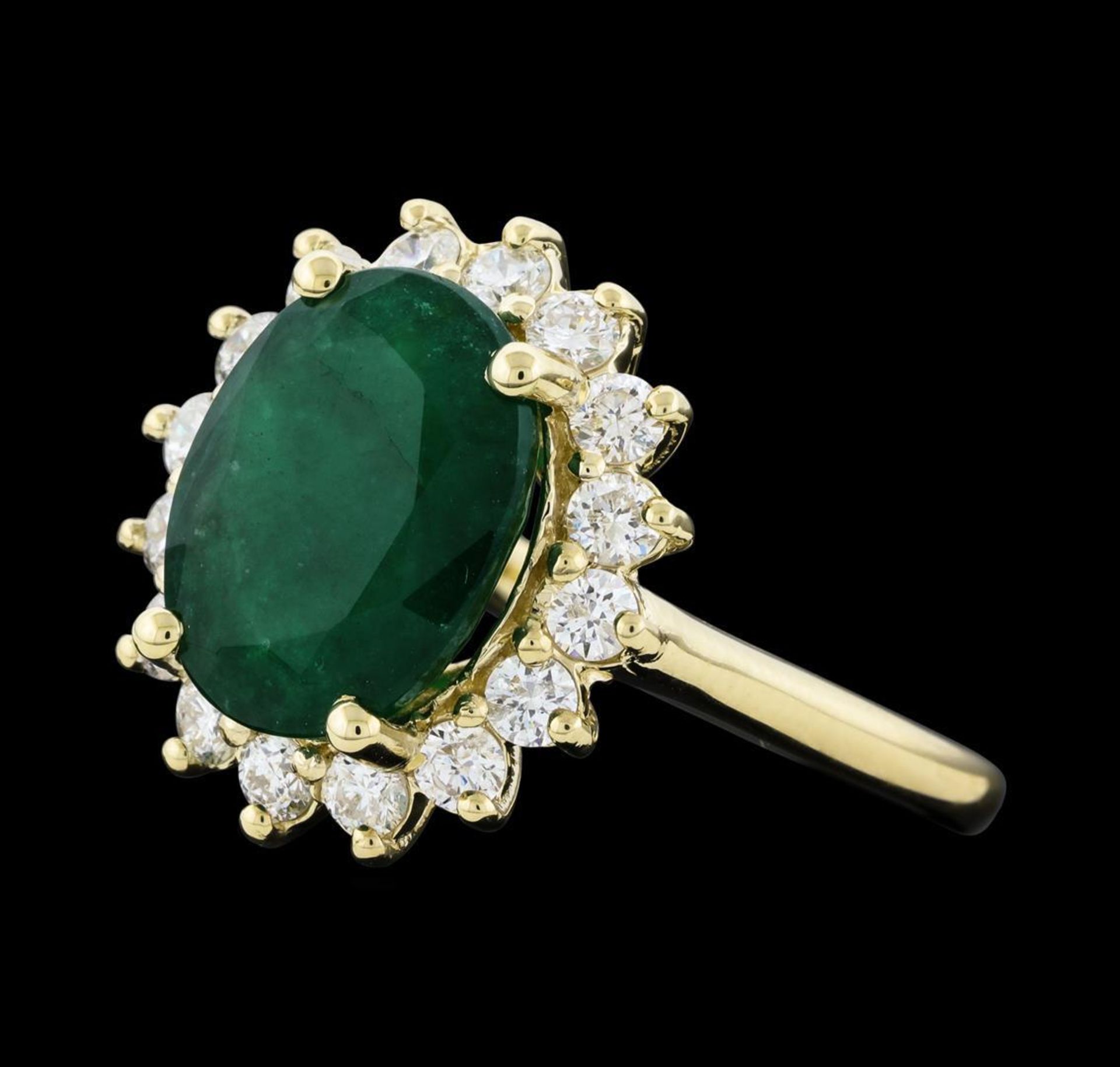 4.52 ctw Emerald and Diamond Ring - 14KT Yellow Gold