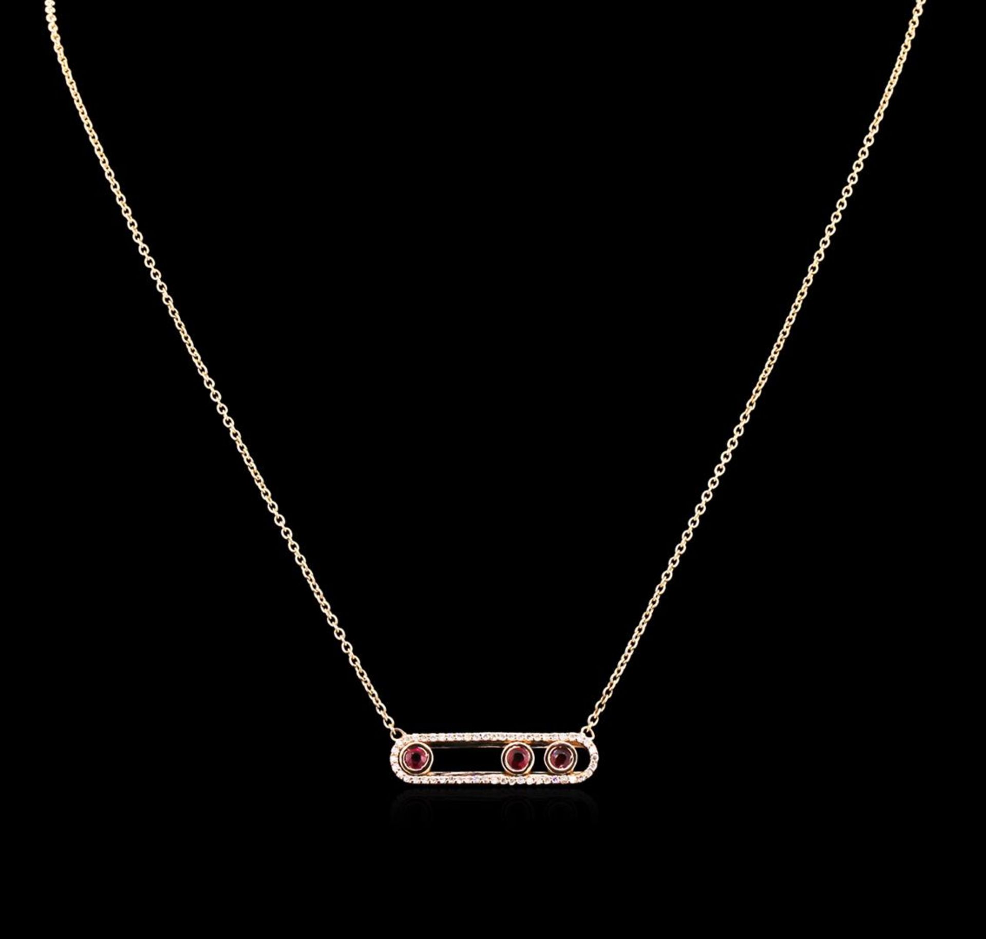 0.41 ctw Ruby and Diamond Necklace - 14KT Rose Gold - Image 2 of 2