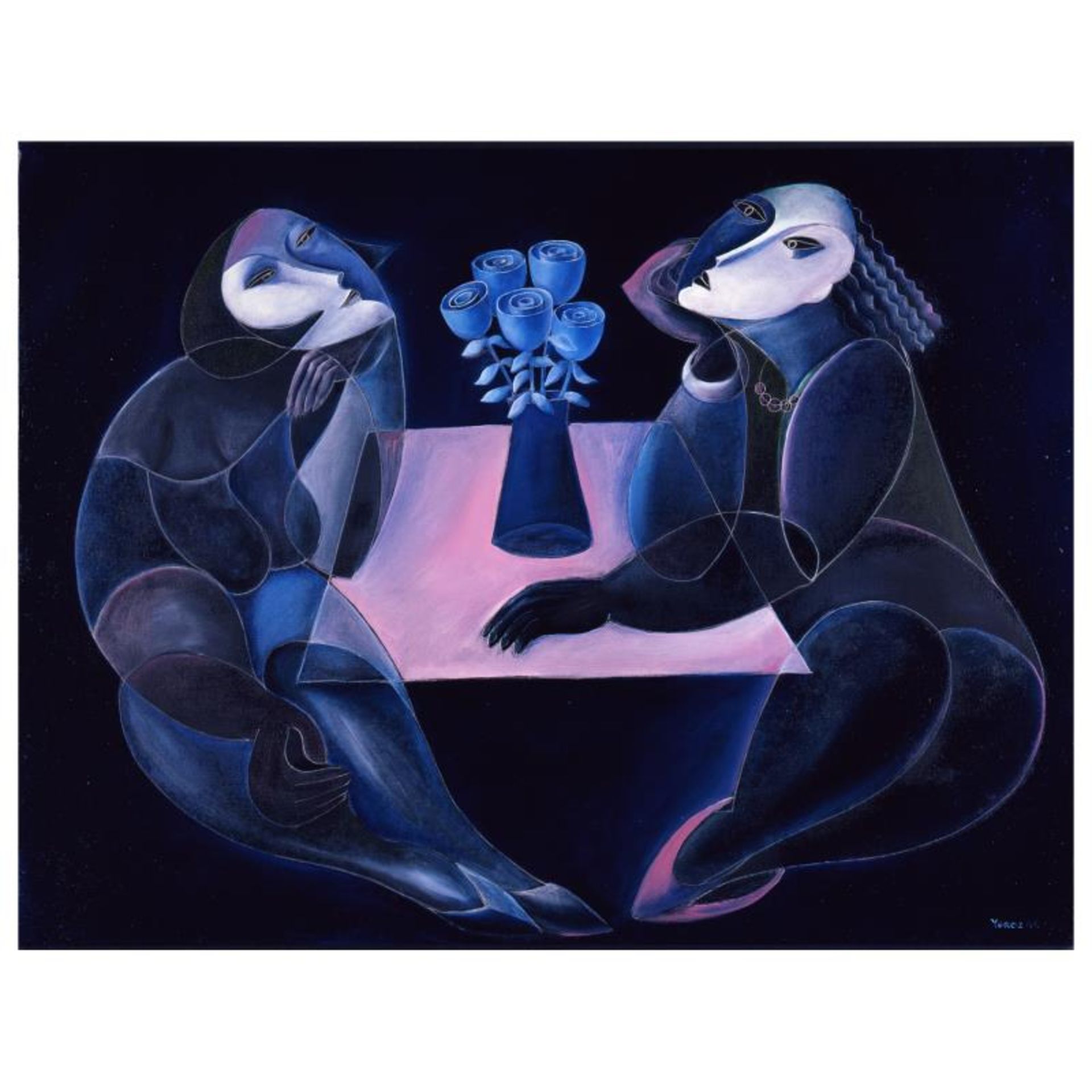 Yuroz, "Table Of Negotiation" Hand Signed Limited Edition Serigraph on Canvas wi