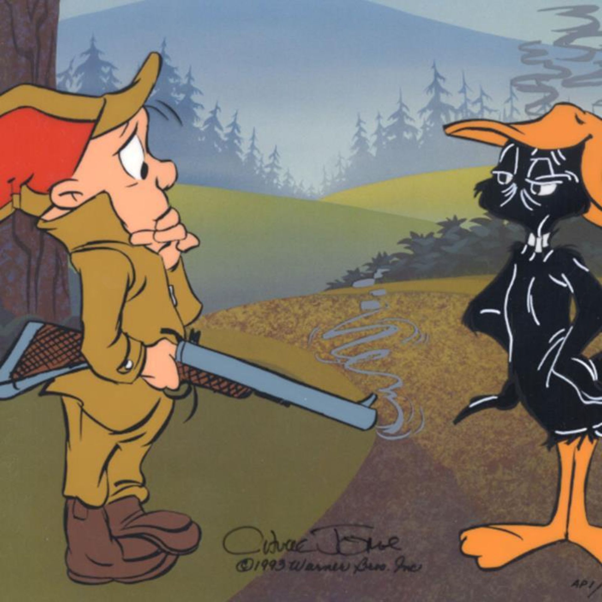 Chuck Jones "Daffy And Elmer: Beakhead" Hand Signed, Hand Painted Limited Editio - Image 2 of 2