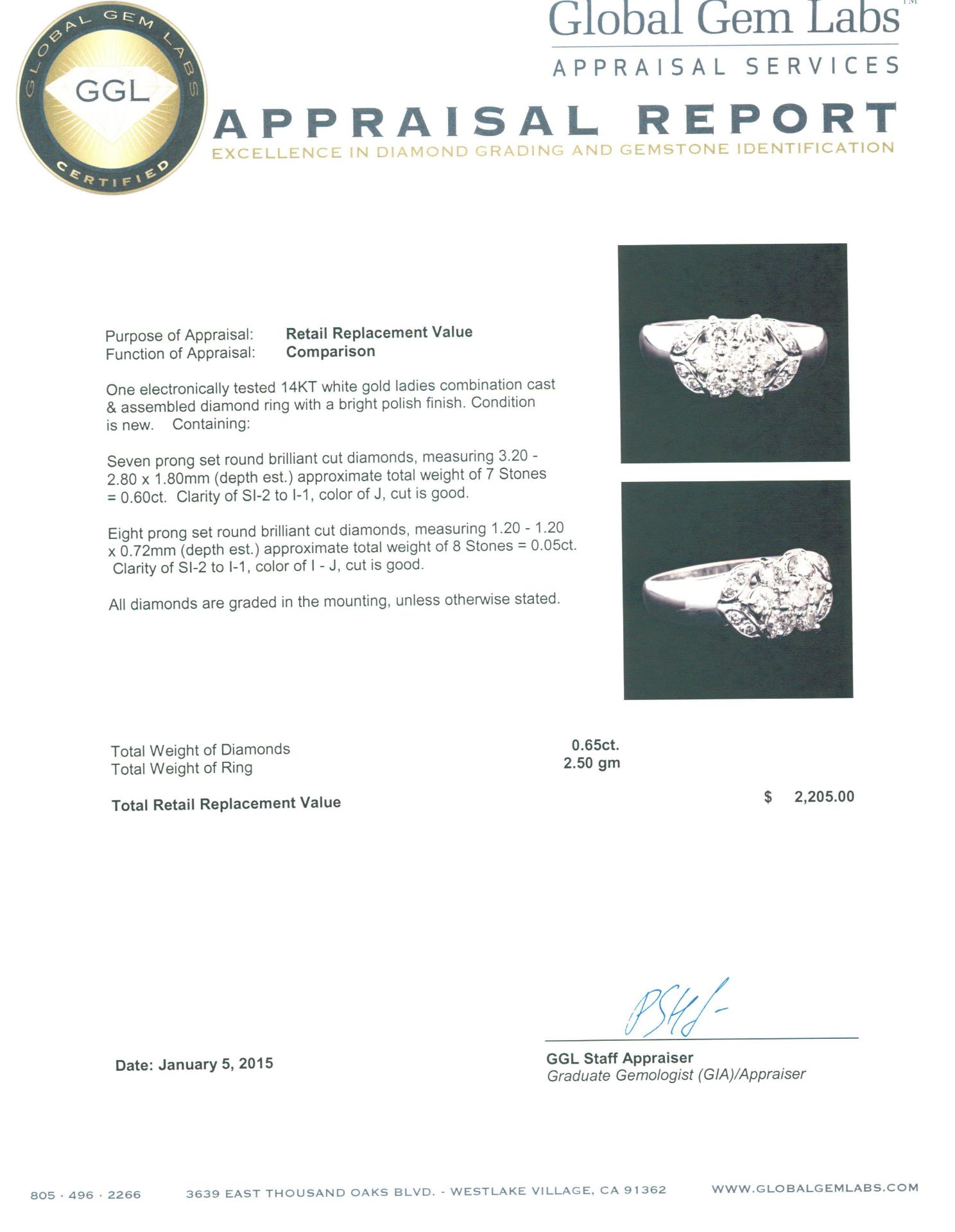 14KT White Gold 0.65 ctw Diamond Ring - Image 5 of 5