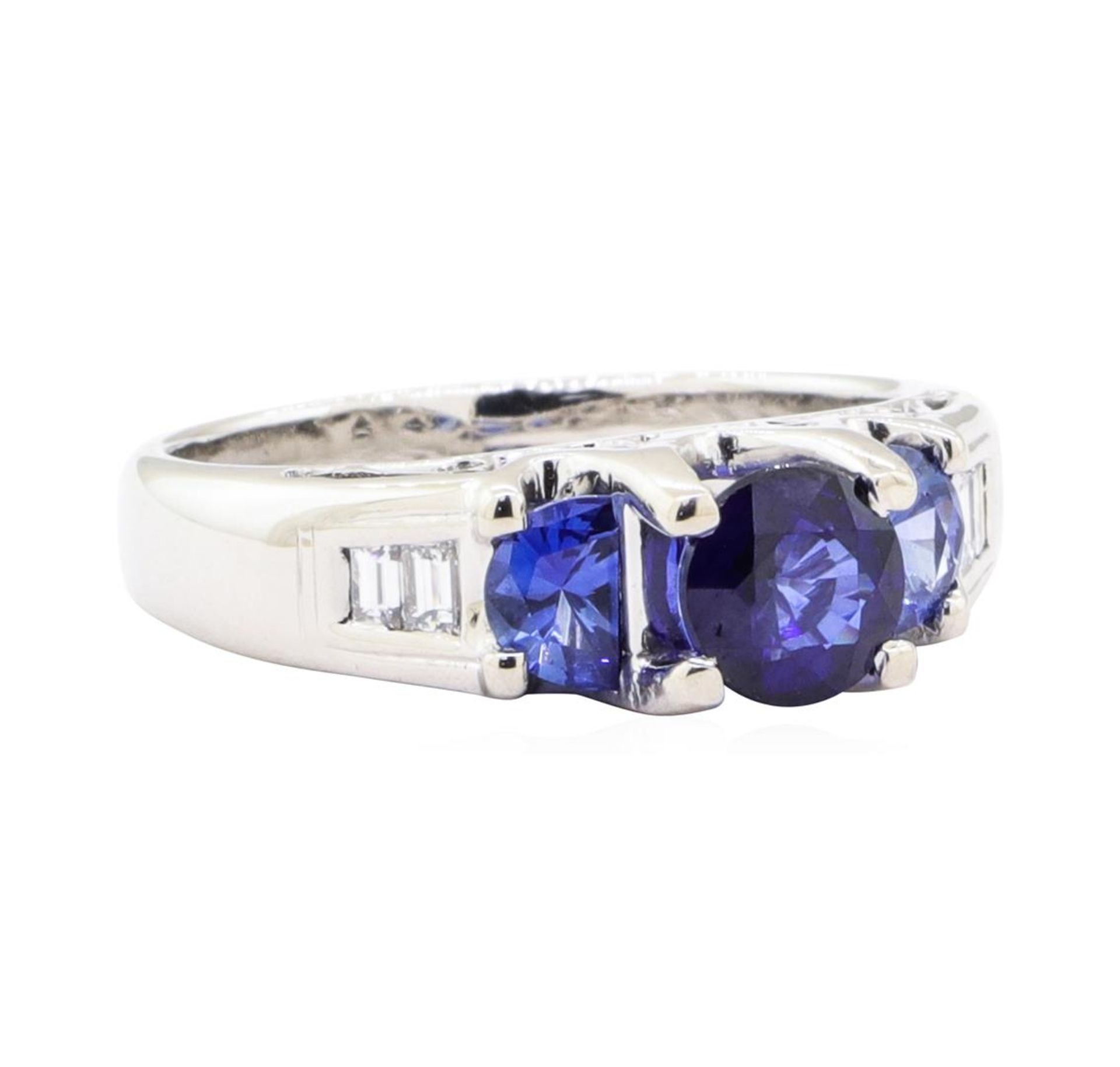 1.84 ctw Sapphire and Diamond Ring - 18KT White Gold