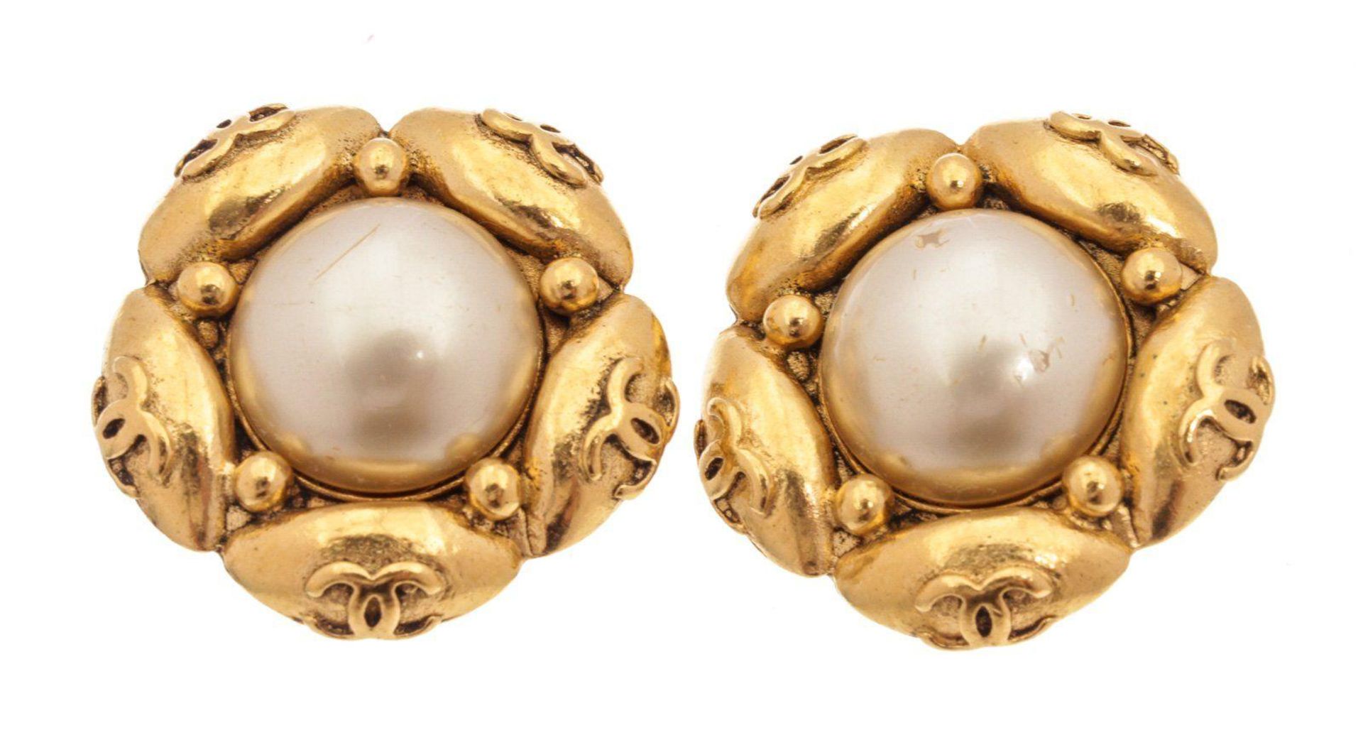 Chanel Gold Camelia Pearl Earrings