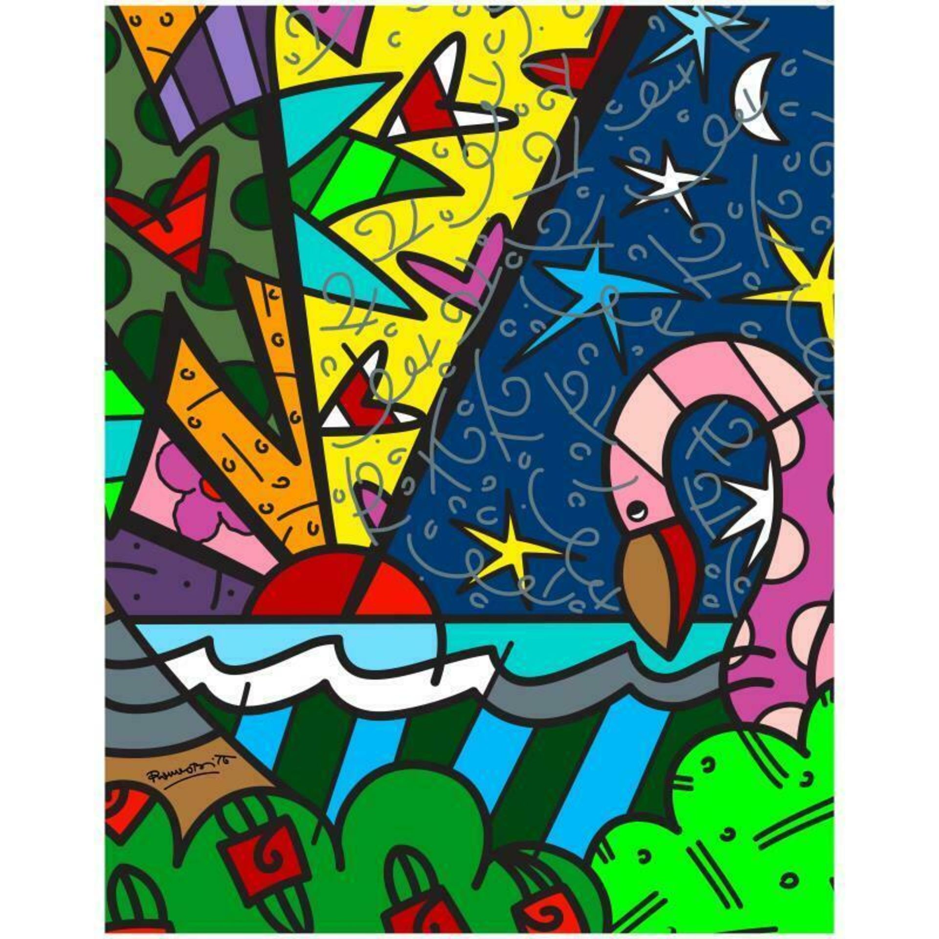 Romero Britto "Real" Hand Signed Limited Edition Giclee on Canvas; Authenticated