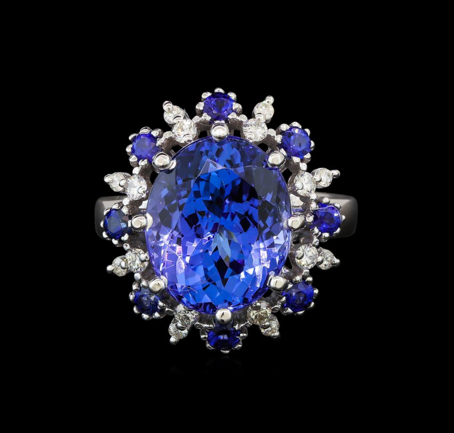 14KT White Gold 9.22 ctw Tanzanite, Sapphire and Diamond Ring - Image 2 of 5