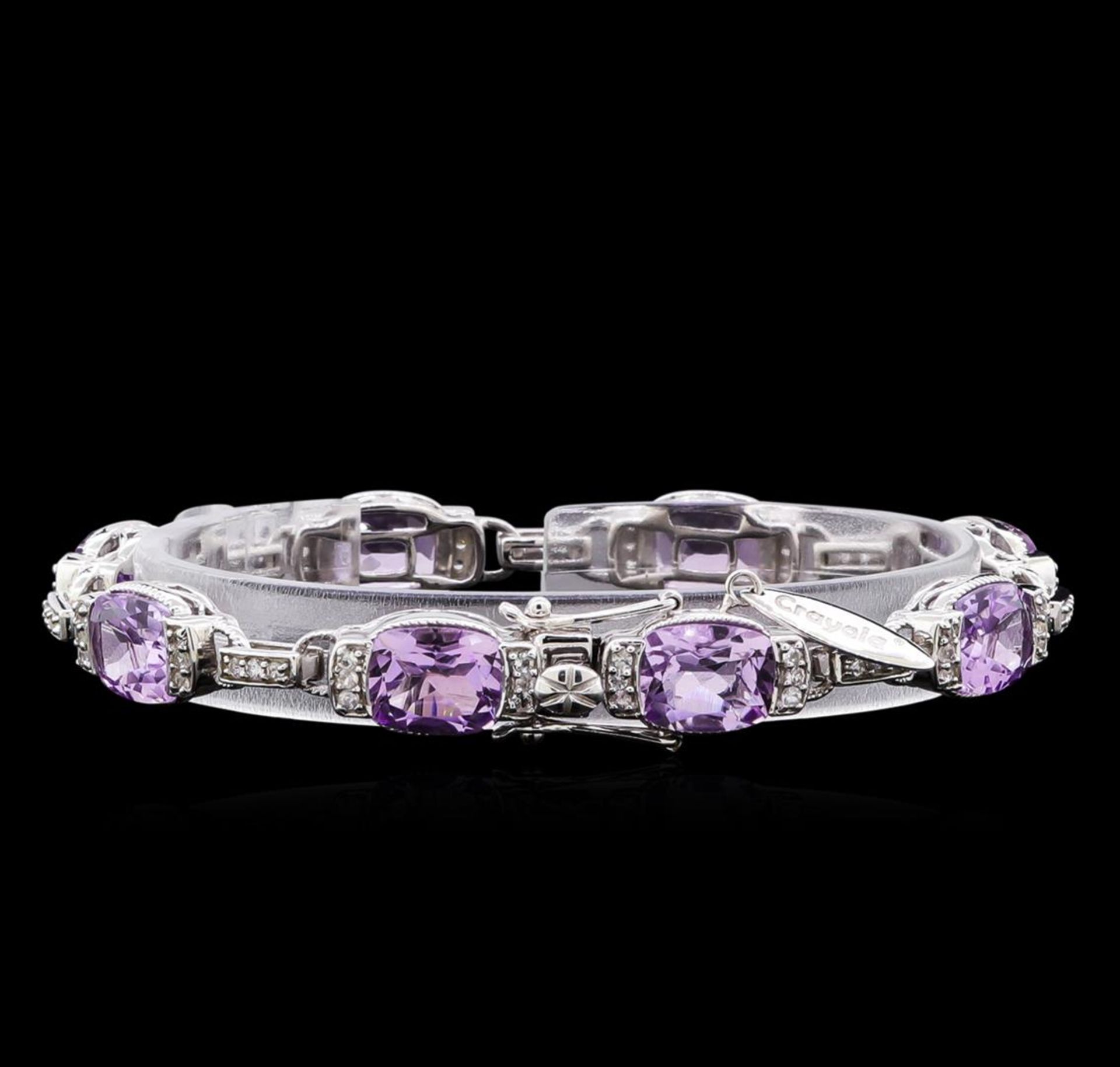 Crayola 17.00 ctw Pink Amethyst and White Sapphire Bracelet - .925 Silver - Image 2 of 3