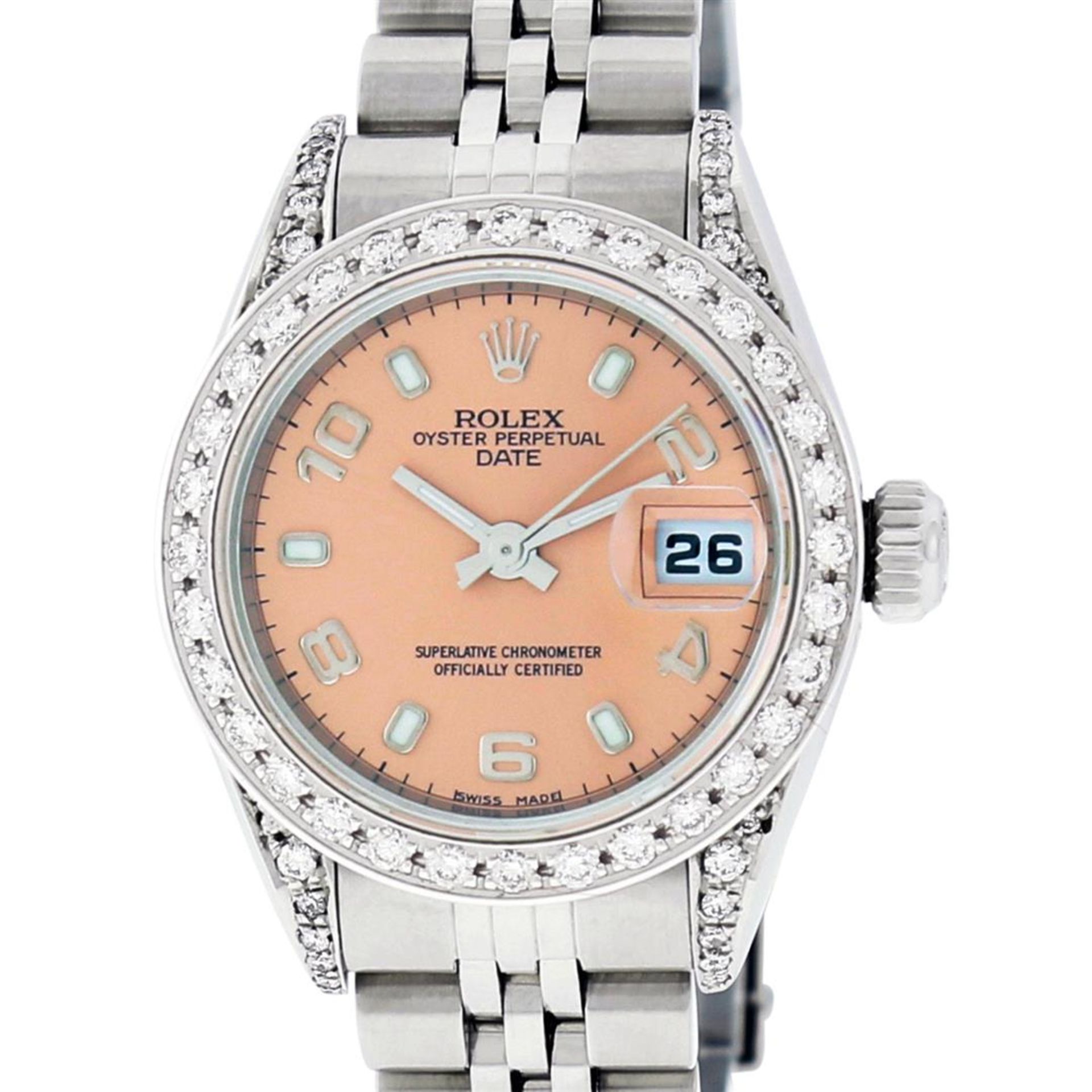 Rolex Ladies Stainless Steel Quickset Salmon Diamond Lugs Datejust Wristwatch - Image 2 of 9