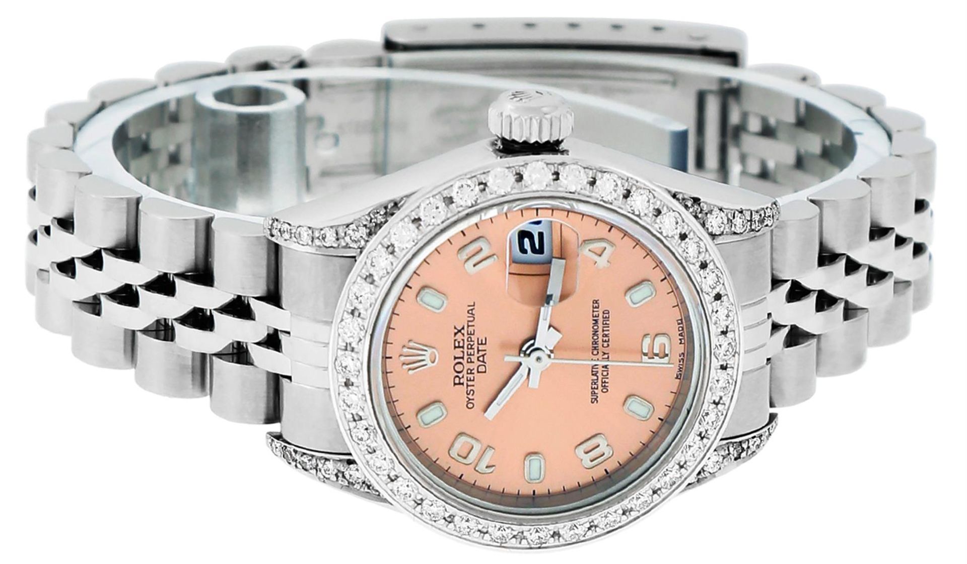 Rolex Ladies Stainless Steel Quickset Salmon Diamond Lugs Datejust Wristwatch - Image 4 of 9