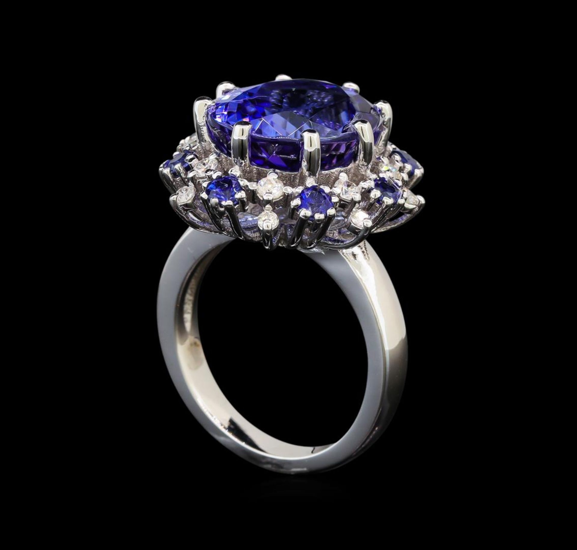 14KT White Gold 9.22 ctw Tanzanite, Sapphire and Diamond Ring - Image 4 of 5