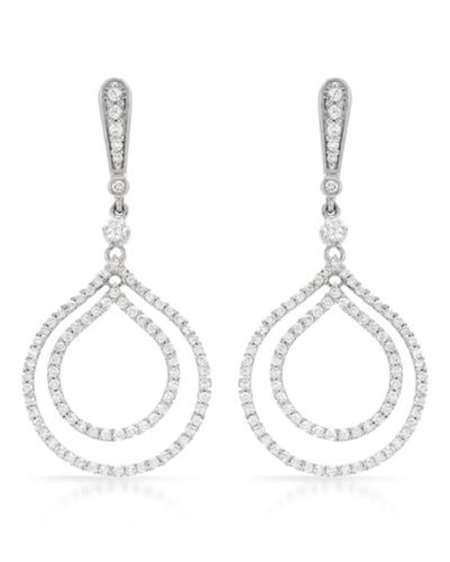 14k White Gold 1.23CTW Diamond Earrings, (SI3/G)