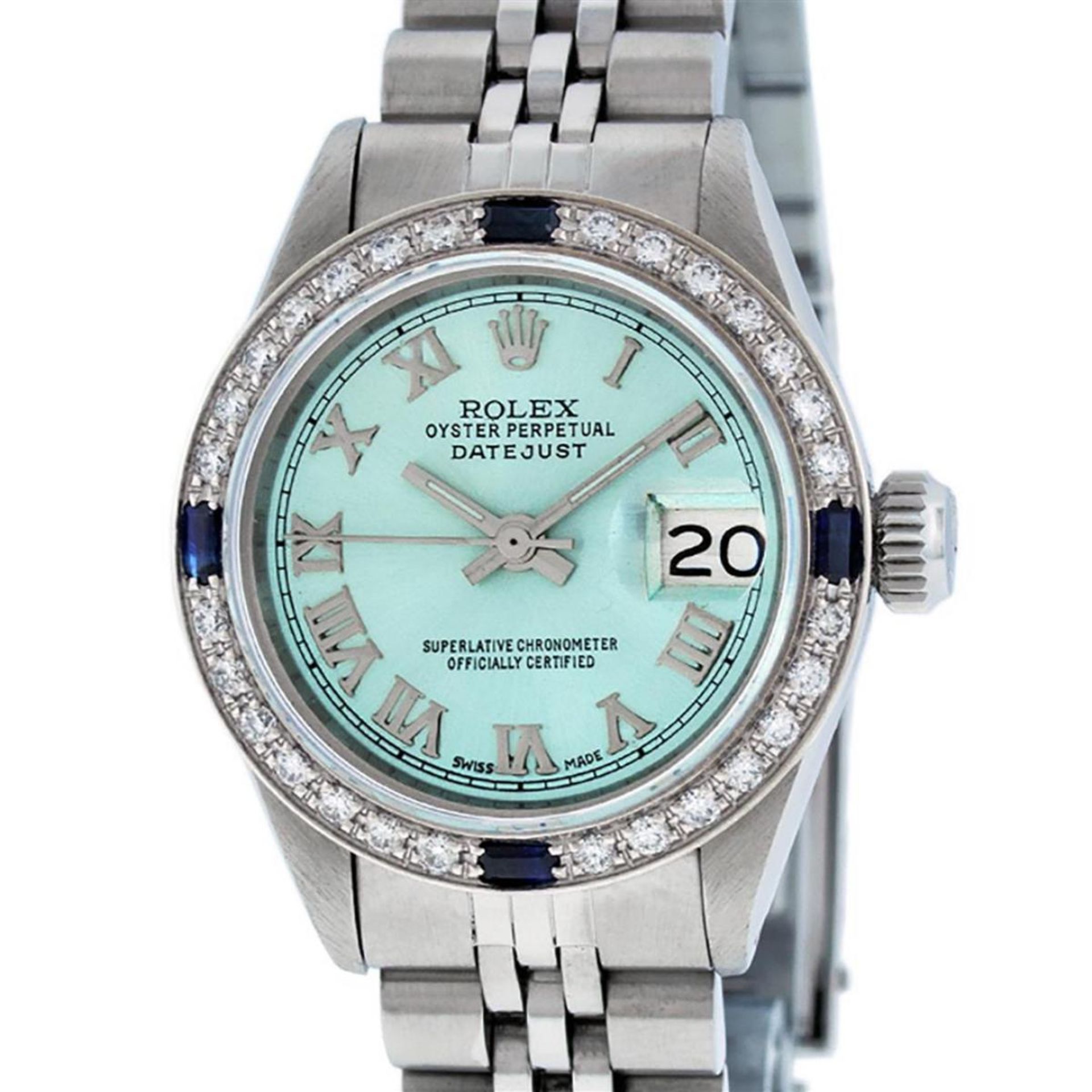 Rolex Ladies Stainless Steel Ice Blue Diamond & Sapphire Datejust Wristwatch - Image 2 of 9