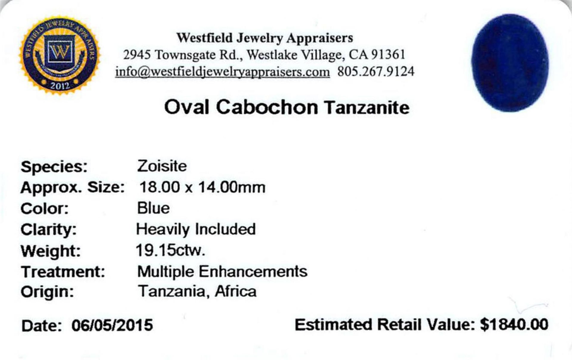 19.15 ctw Cabochon Tanzanite Parcel - Image 2 of 2