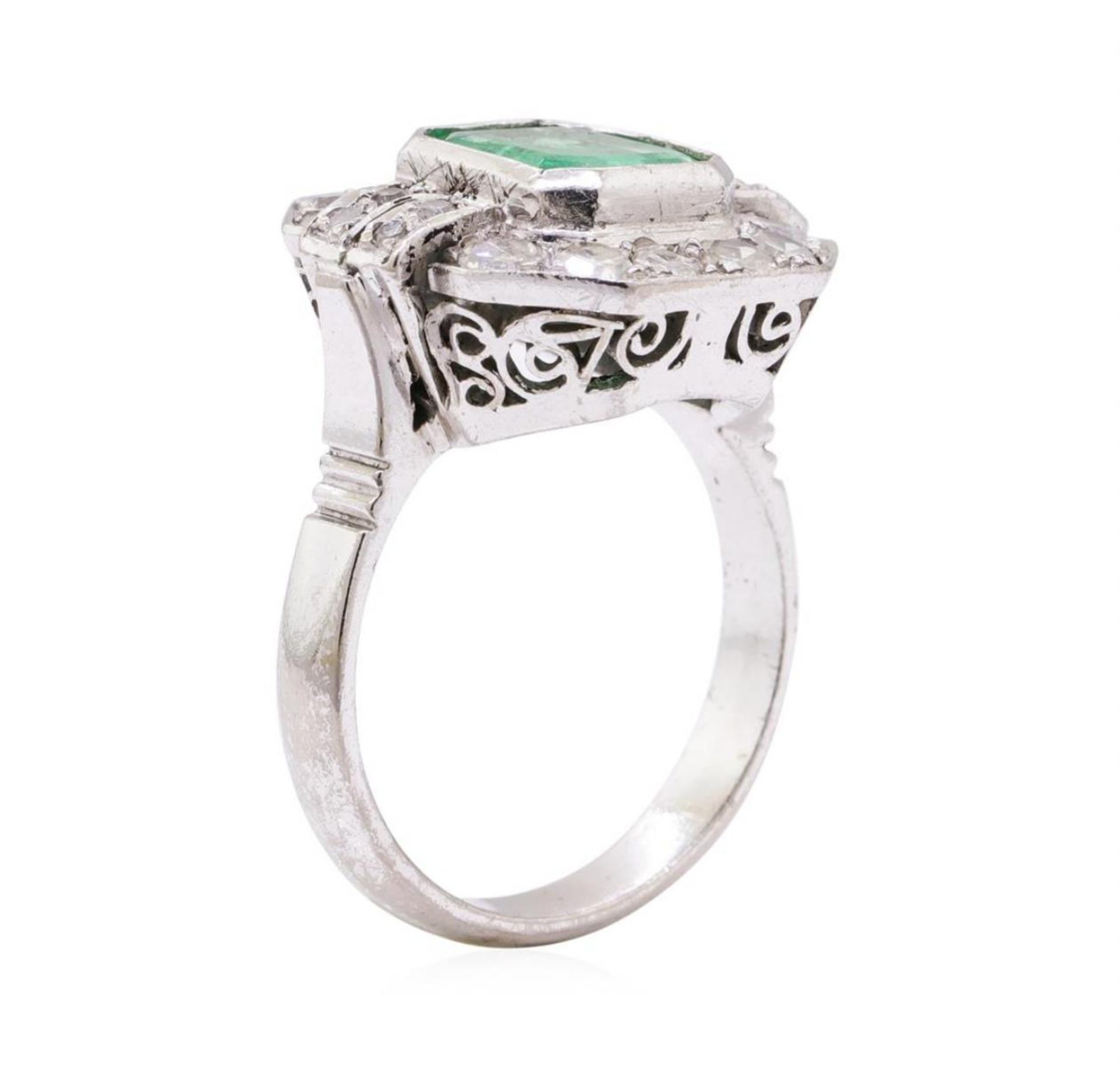 7.80 ctw Emerald And Diamond Ring And Earrings - 14KT White Gold - Image 4 of 7