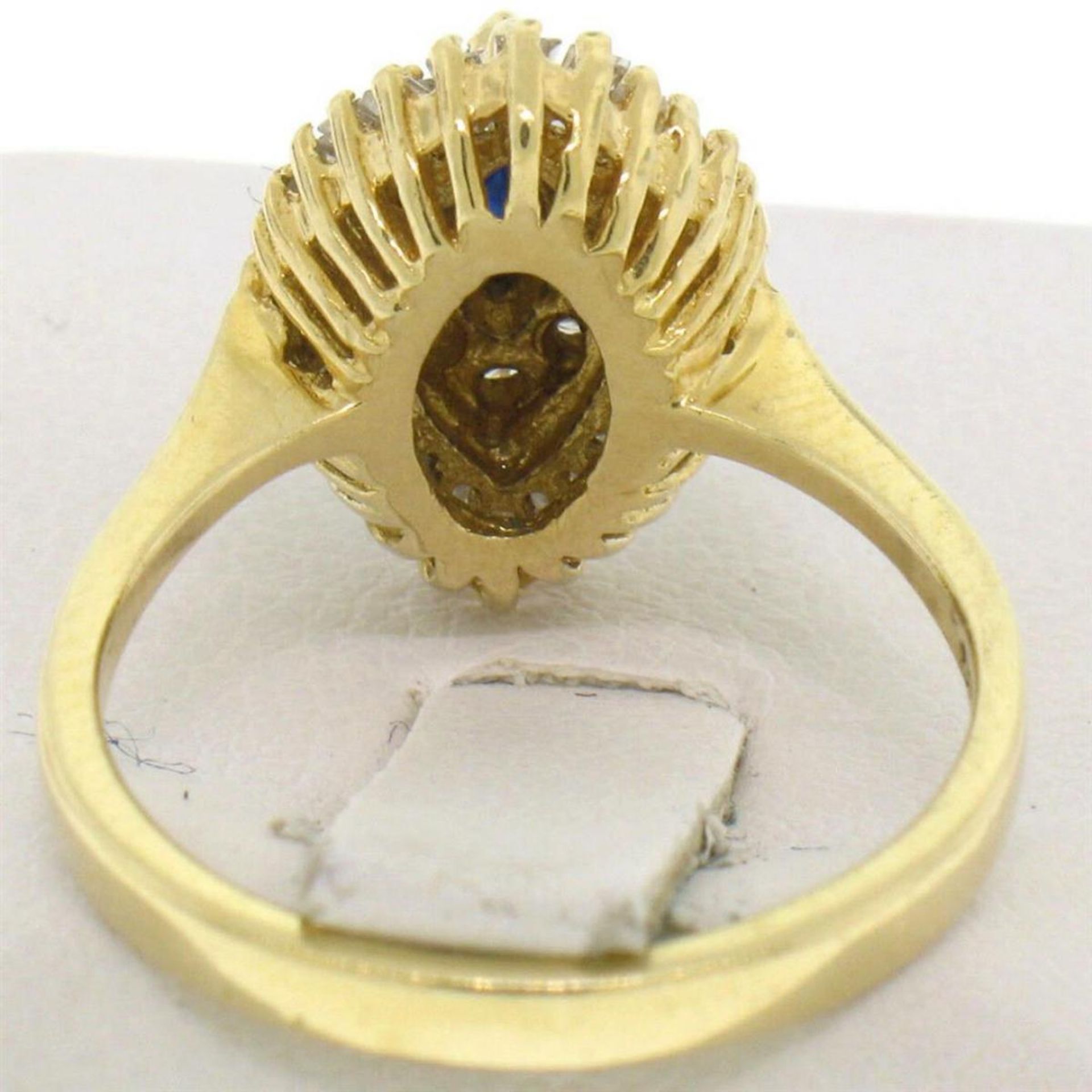 14k Yellow Gold 1.00 ctw Marquise Sapphire Solitaire Ring w/ Double Diamond Halo - Image 5 of 5