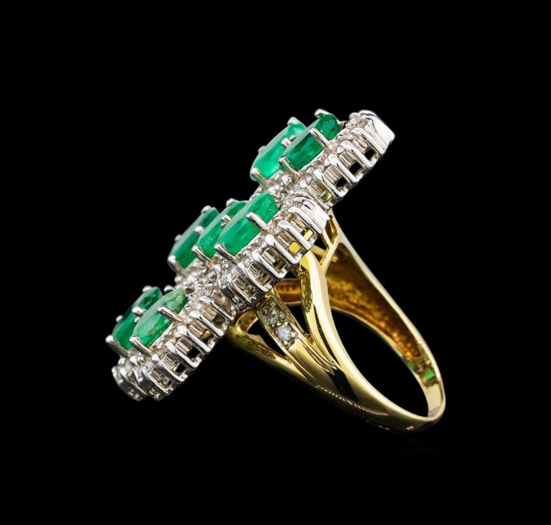 14KT Yellow Gold 4.90 ctw Emerald and Diamond Ring - Image 3 of 5