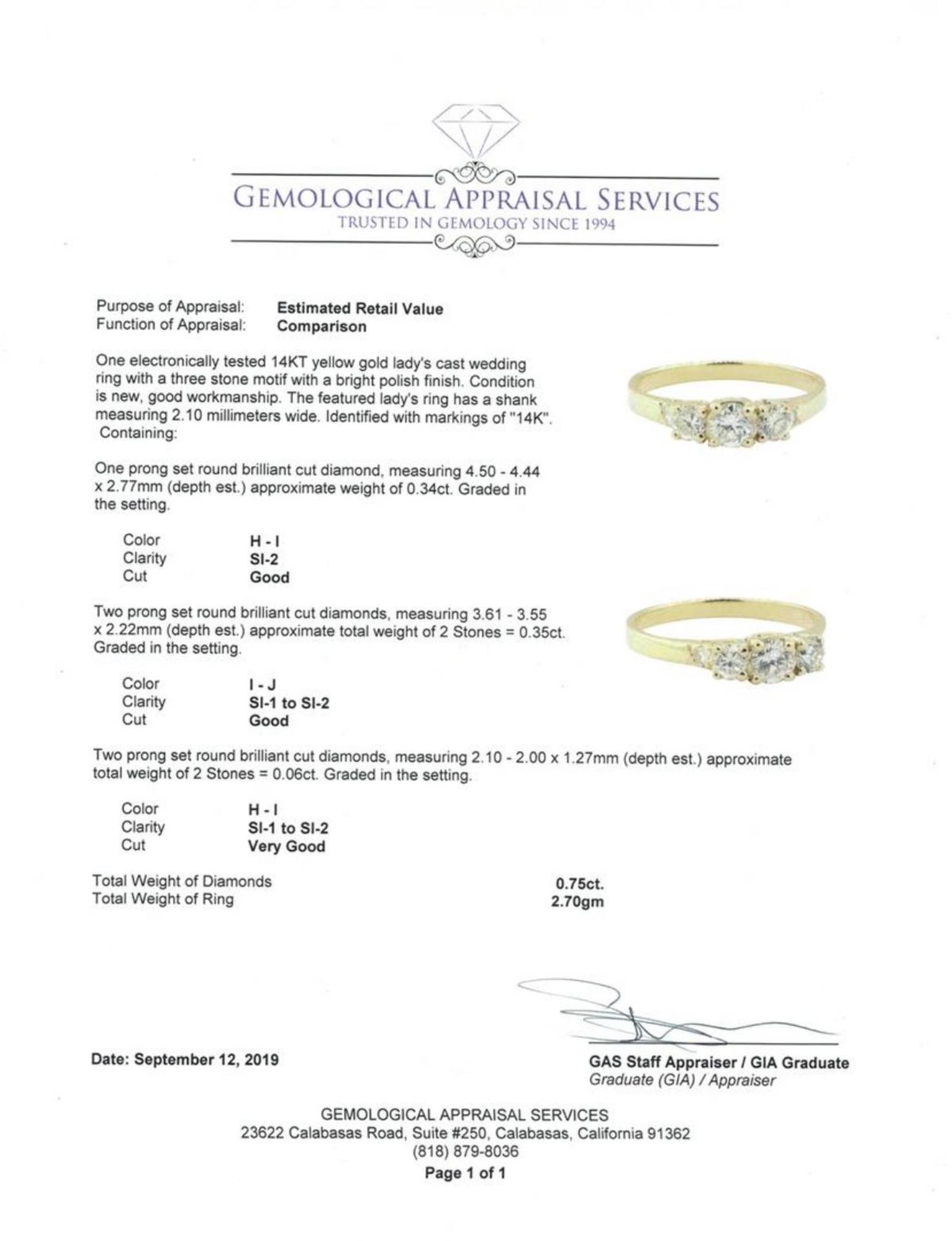 0.75 ctw Diamond Ring - 14KT Yellow Gold - Image 5 of 5