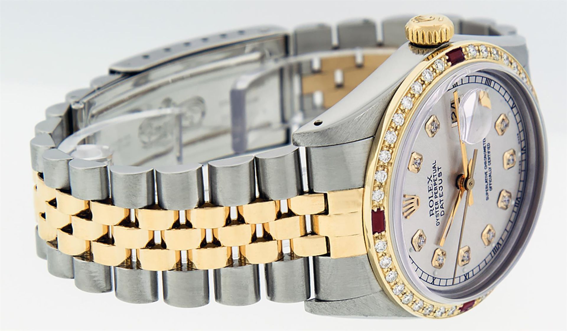 Rolex Mens 2 Tone Silver Diamond & Ruby Datejust Wristwatch - Image 3 of 9