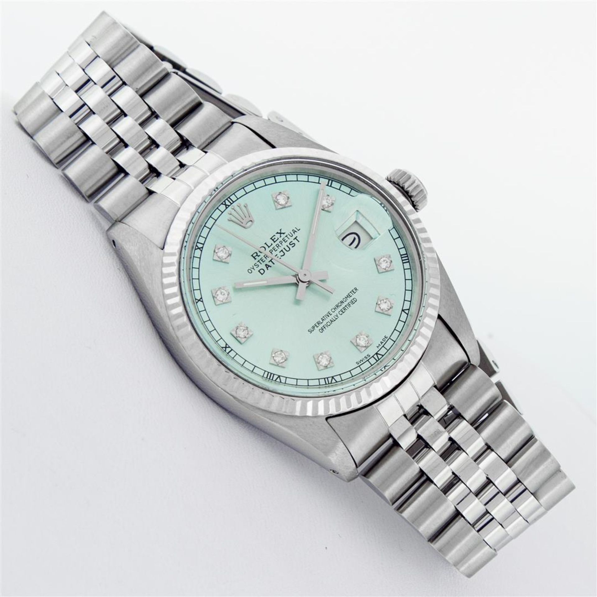 Rolex Mens Stainless Steel Ice Blue Diamond Oyster Perpetual 36MM Datejust Wrist - Image 3 of 9