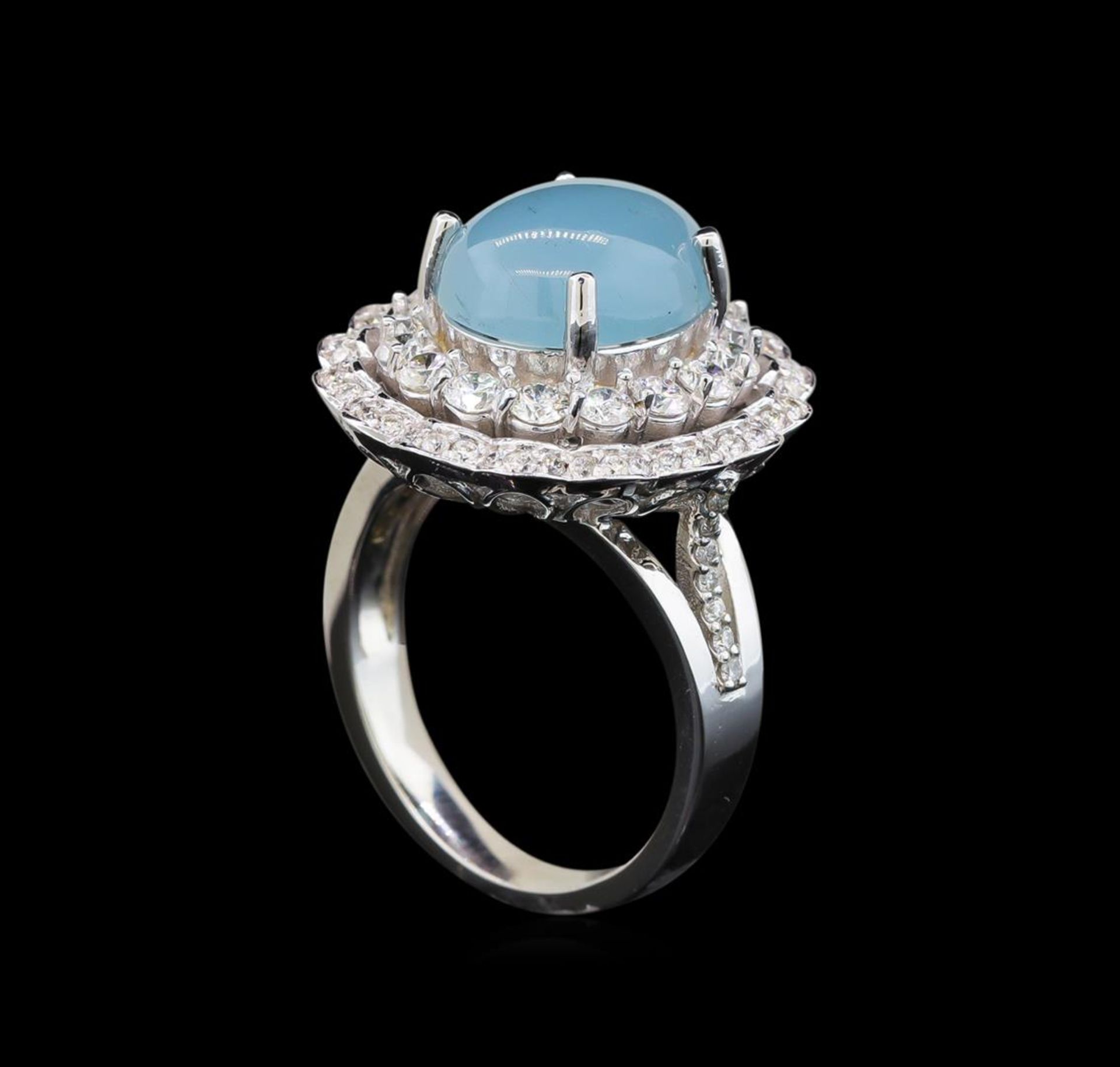 14KT White Gold 4.44 ctw Chrysoprase and Diamond Ring - Image 4 of 5