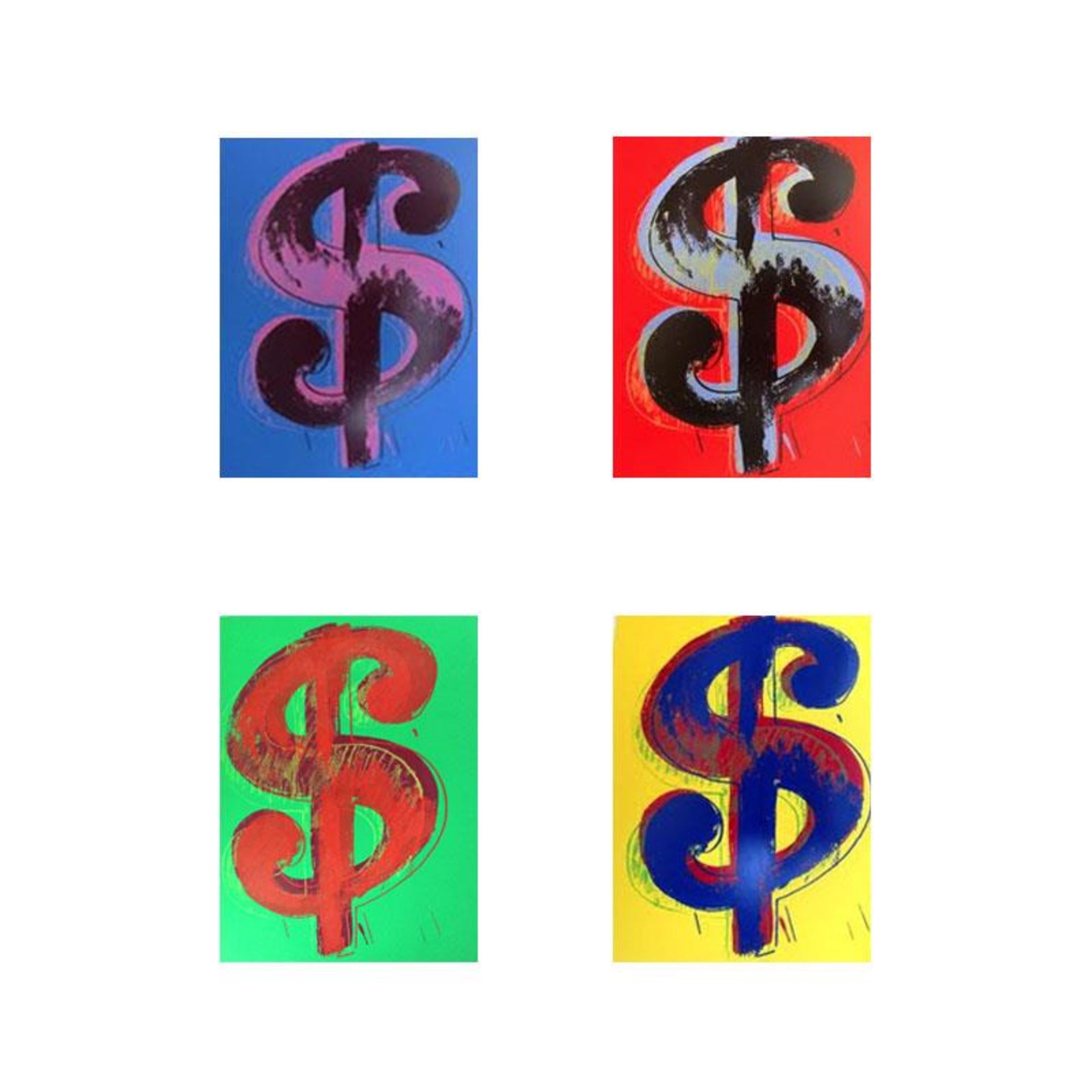 Andy Warhol "$ (Dollar signs)" Limited Edition Suite of 4 Silk Screen Prints fro