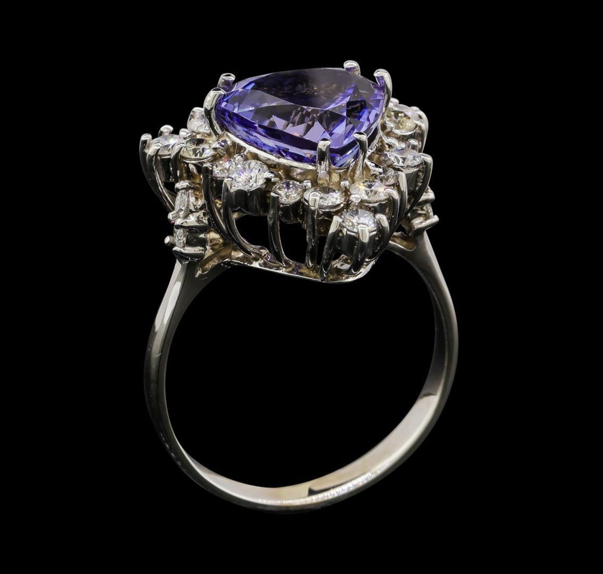 4.17 ctw Tanzanite and Diamond Ring - 14KT White Gold - Image 4 of 5