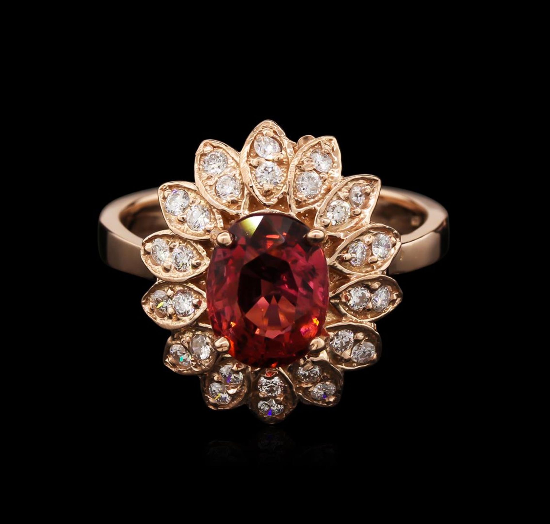 2.22 ctw Pink Tourmaline and Diamond Ring - 14KT Rose Gold