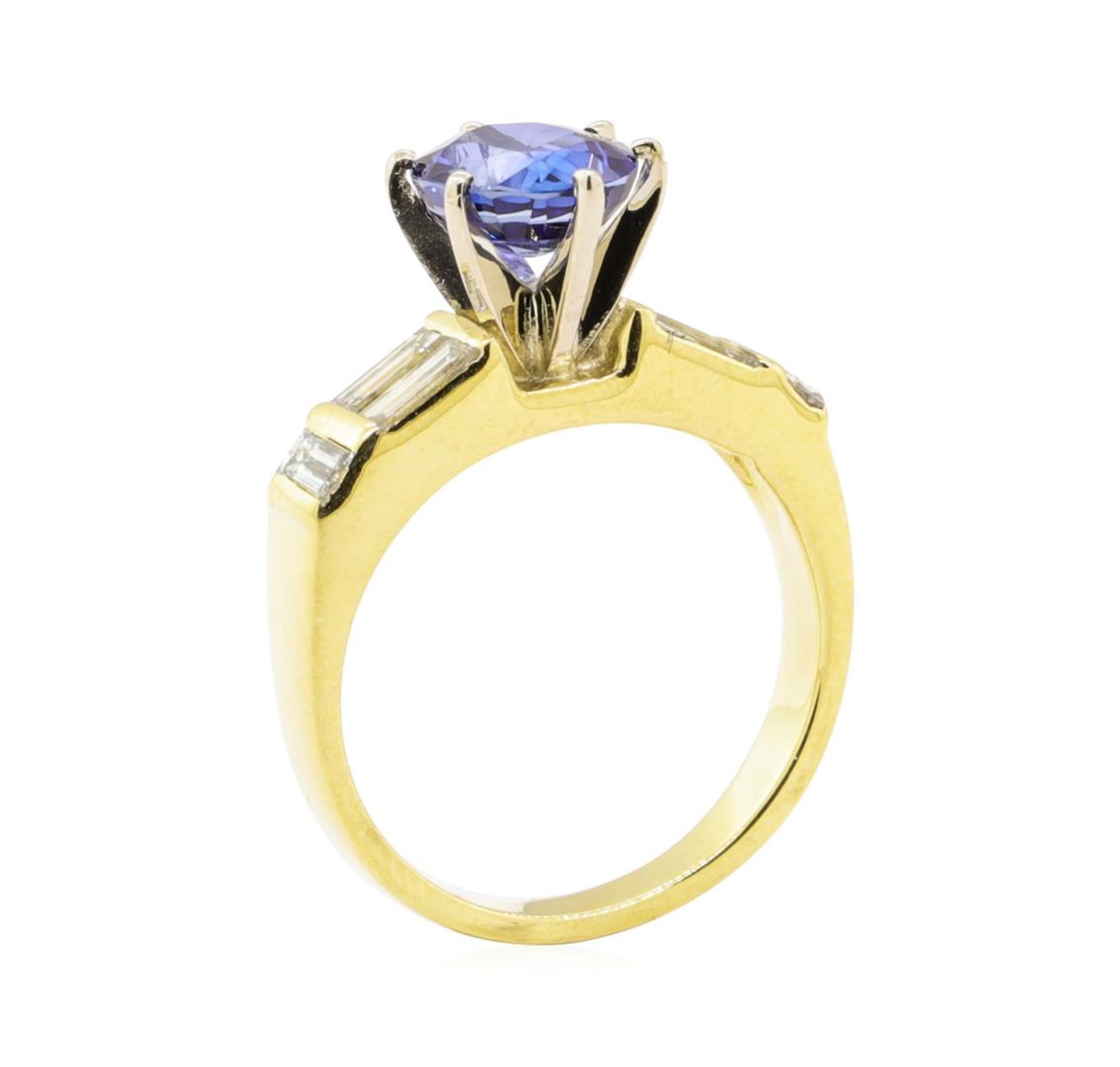 2.93 ctw Blue Sapphire And Diamond With Elevated Shoulders - 18KT Yellow Gold - Image 4 of 5